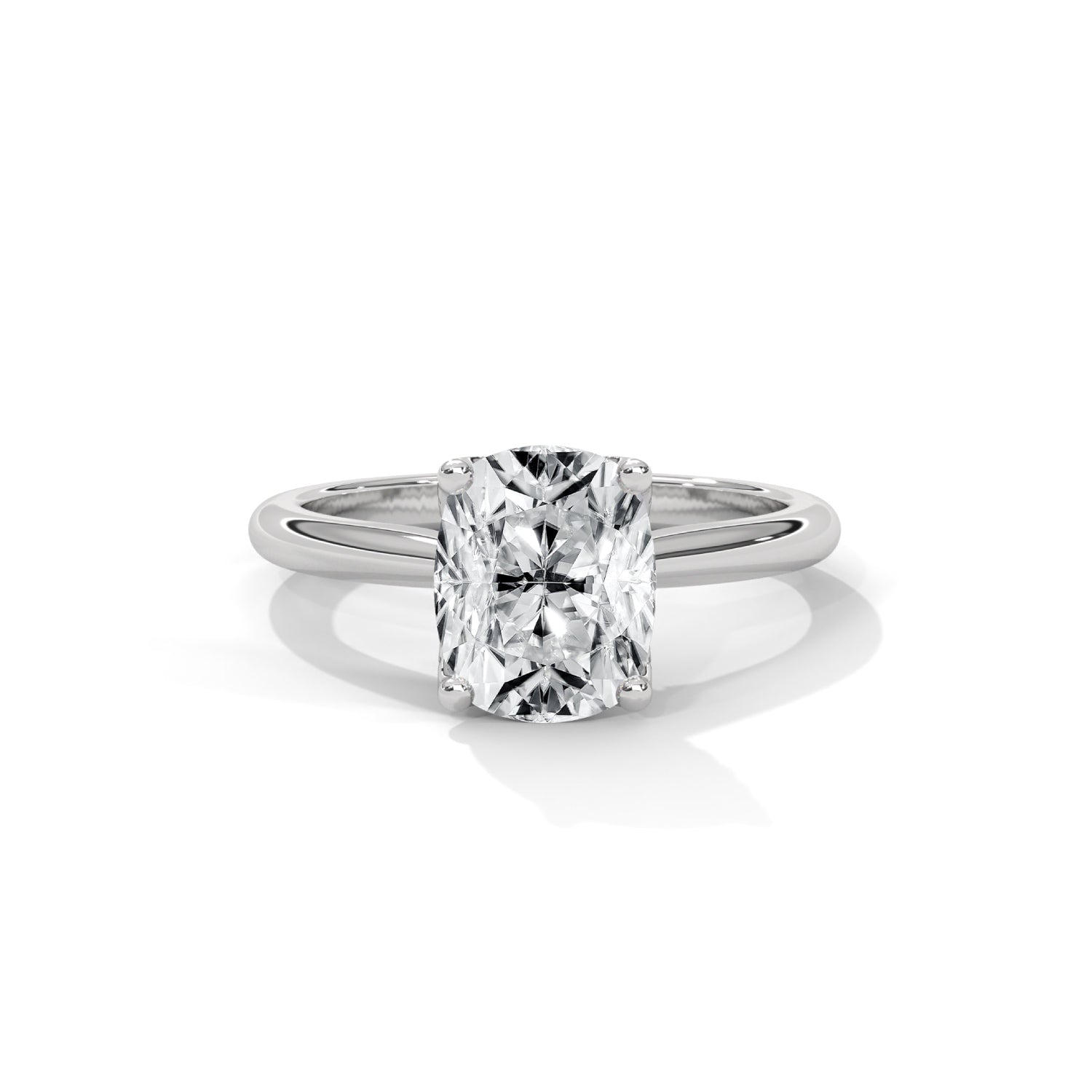 Cushion Cut Lab-Grown Diamond Petal Prong Pavé Engagement Ring in White Gold