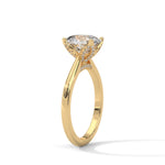 Cushion Cut Lab-Grown Diamond Petal Prong Pavé Engagement Ring in Yellow Gold
