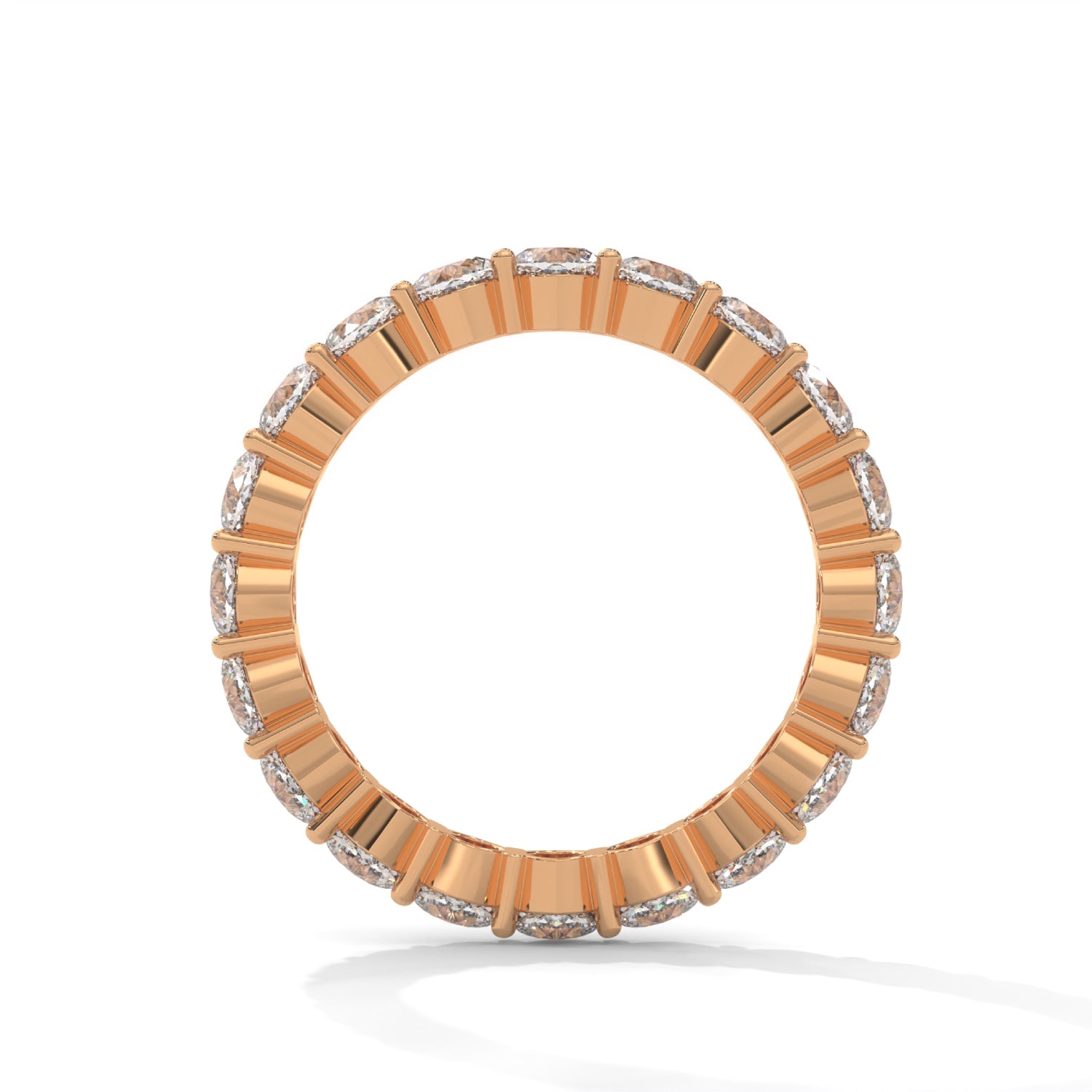 Cushion Cut Lab-Grown Diamond Shared Prong Eternity Ring in Rose Gold