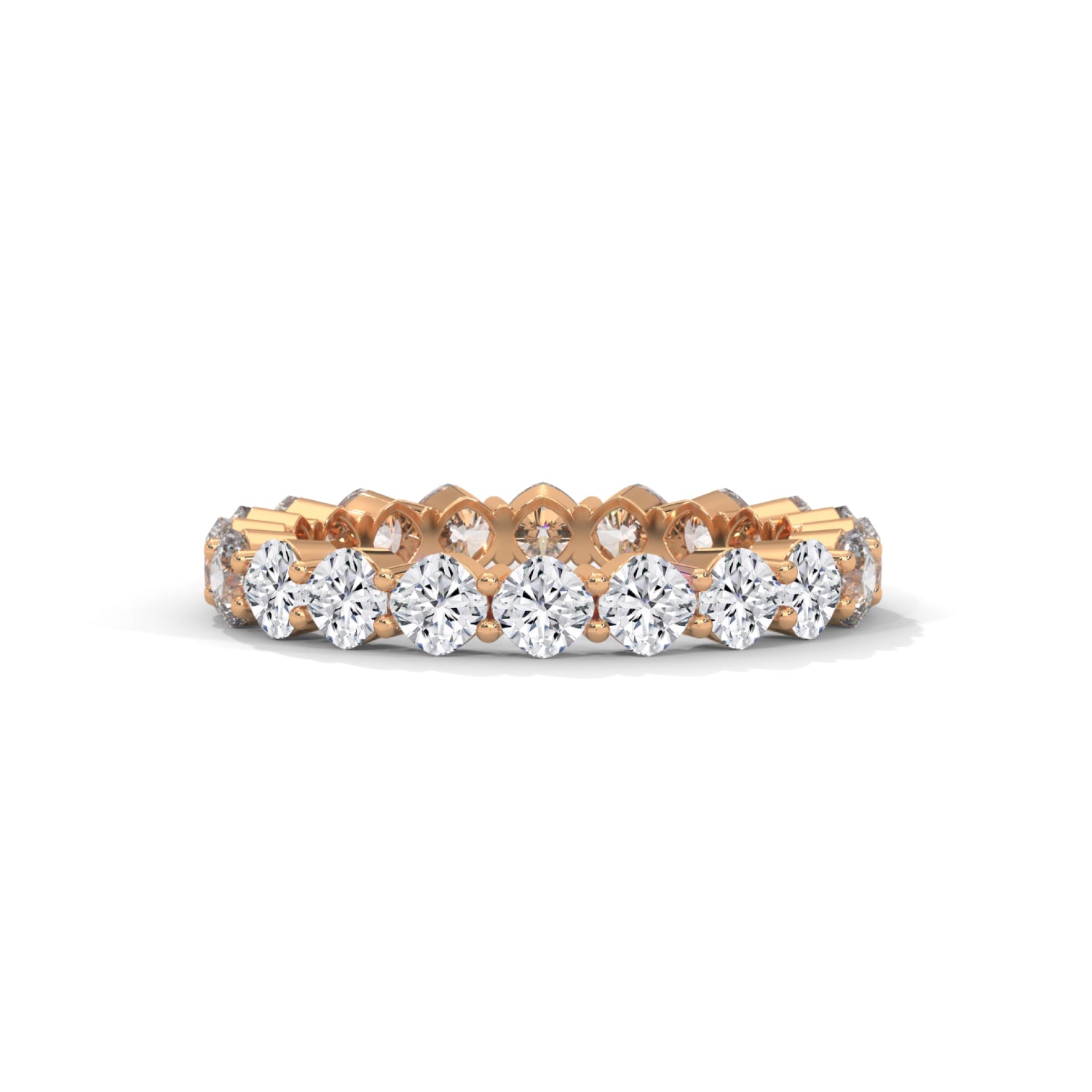 Cushion Cut Lab-Grown Diamond Shared Prong Eternity Ring in Rose Gold