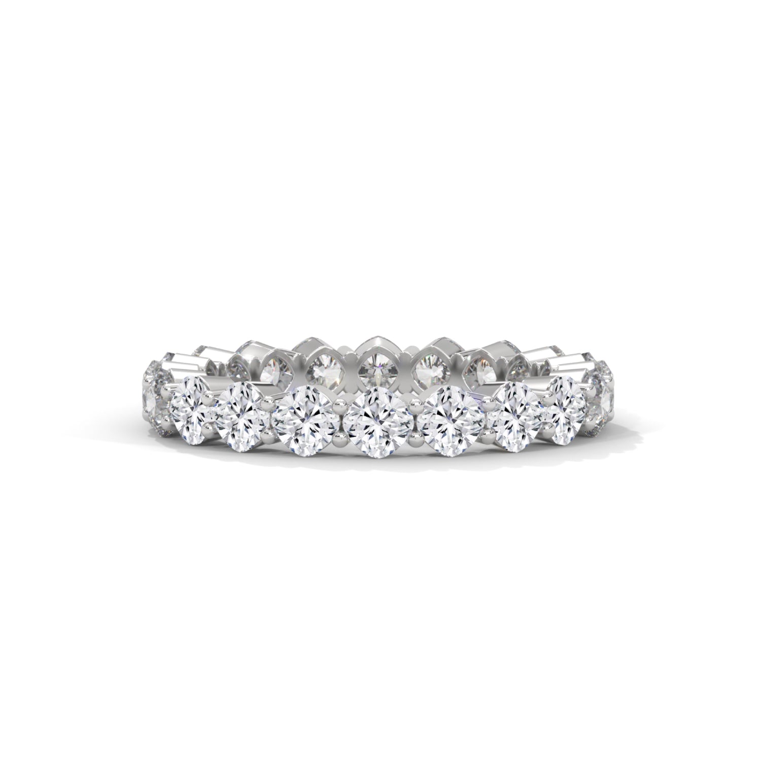 Cushion Cut Lab-Grown Diamond Shared Prong Eternity Ring in White Gold