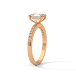 Emerald Cut Lab-Grown Diamond Pavé Engagement Ring in Rose Gold