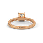 Emerald Cut Lab-Grown Diamond Pavé Engagement Ring in Rose Gold