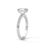 Emerald Cut Lab-Grown Diamond Pavé Engagement Ring in White Gold