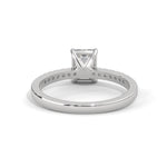 Emerald Cut Lab-Grown Diamond Pavé Engagement Ring in White Gold