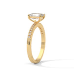 Emerald Cut Lab-Grown Diamond Pavé Engagement Ring in Yellow Gold