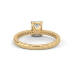 Emerald Cut Lab-Grown Diamond Pavé Engagement Ring in Yellow Gold