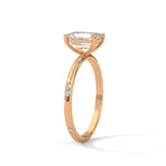 Emerald Cut Lab-Grown Diamond Solitaire Engagement Ring with Side Accents in Rose Gold