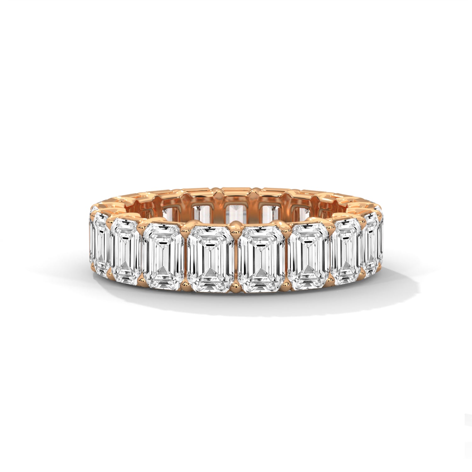 Emerald Cut Lab-Grown Diamond Eternity Ring in Rose Gold