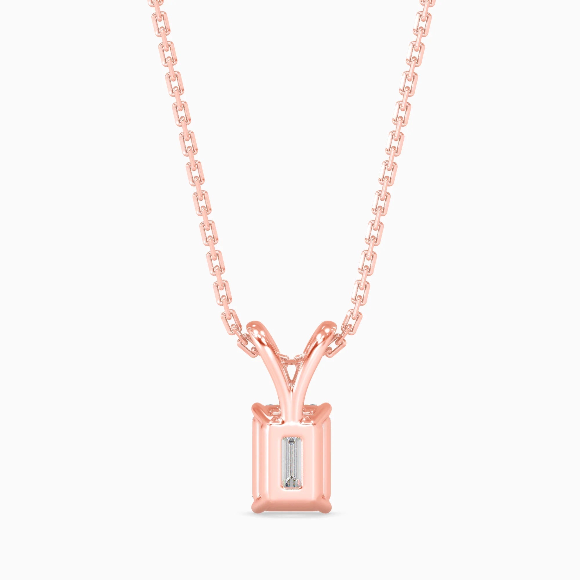 Emerald Cut Lab-Grown Diamond Solitaire Pendant in Rose Gold