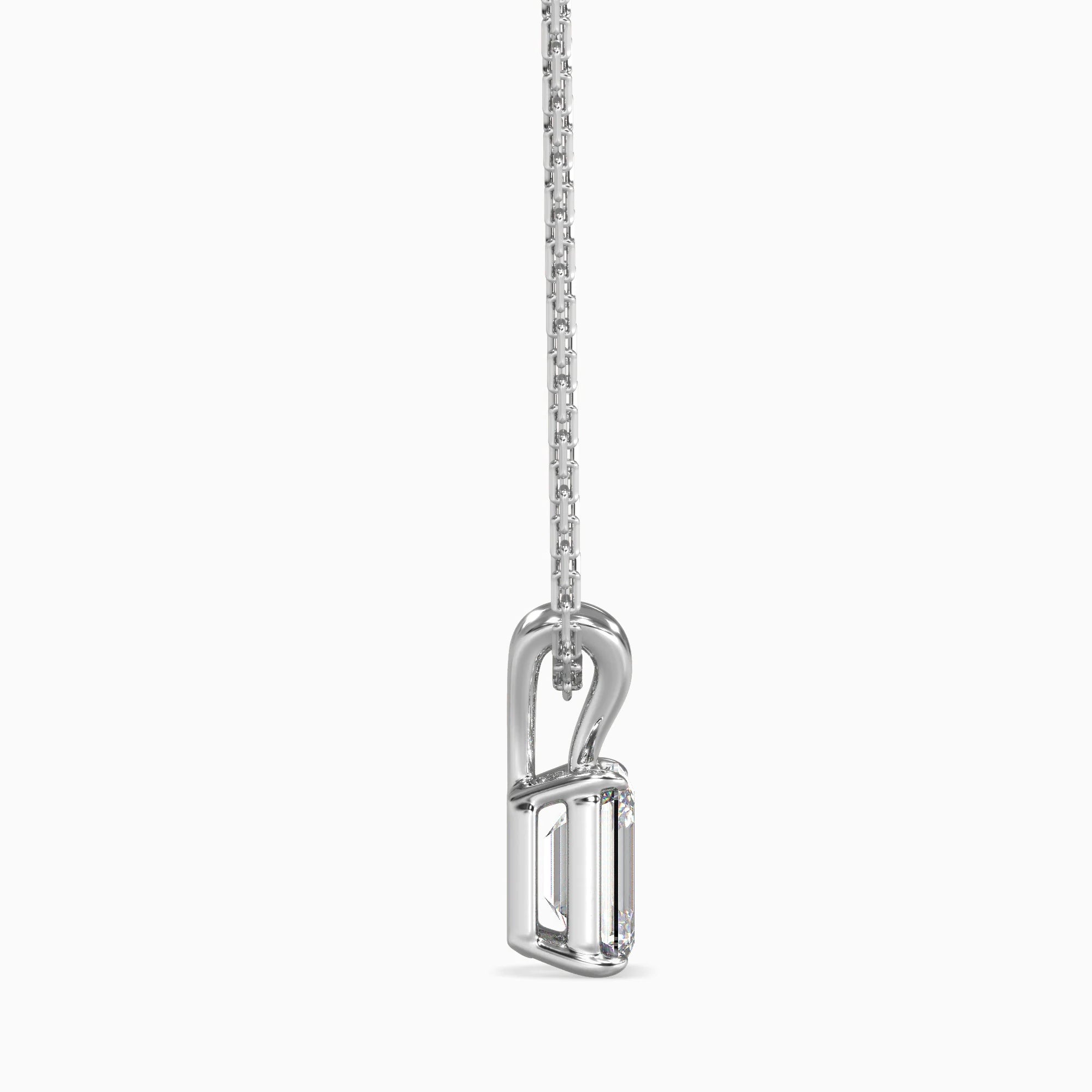 Emerald Cut Lab-Grown Diamond Solitaire Pendant in White Gold