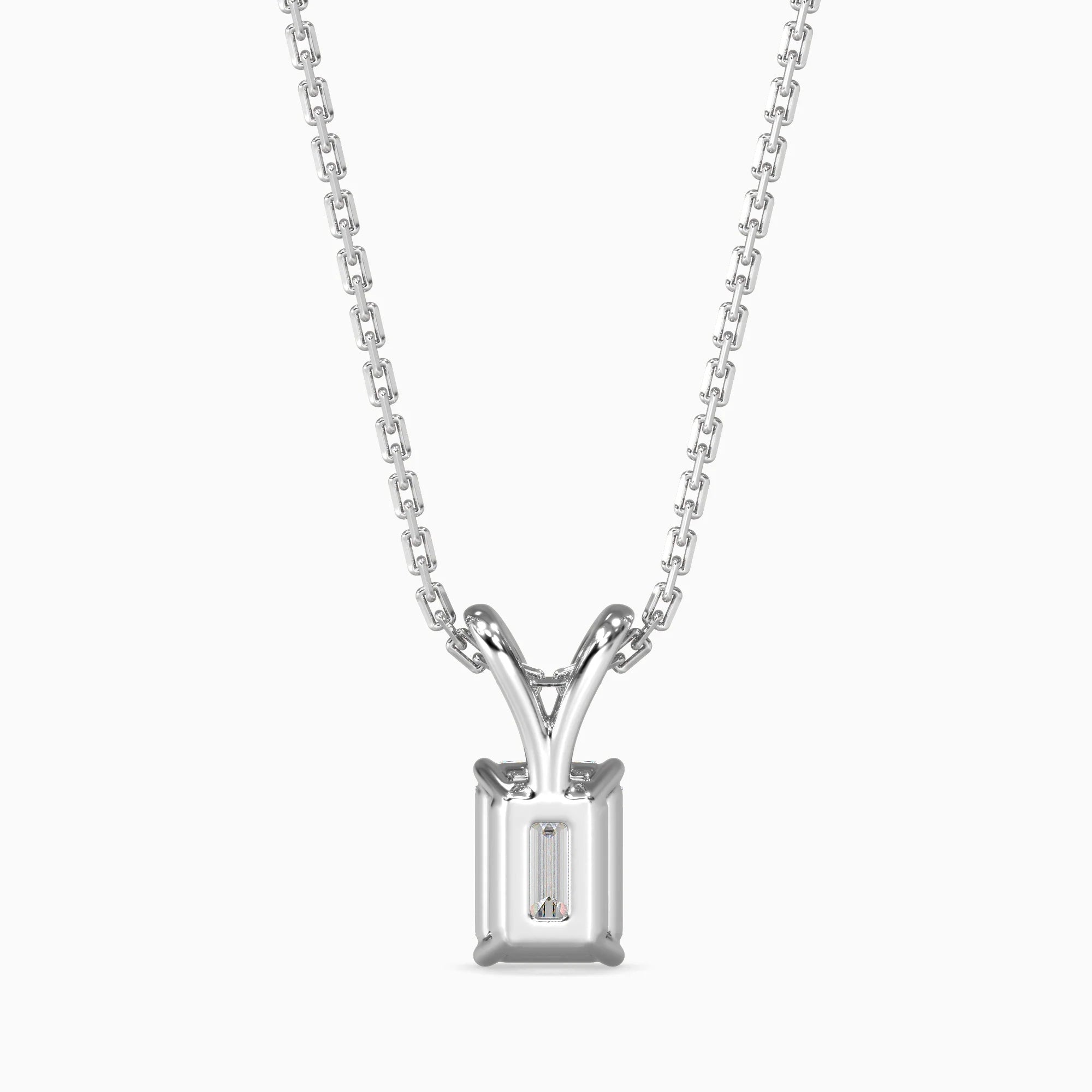Emerald Cut Lab-Grown Diamond Solitaire Pendant in White Gold
