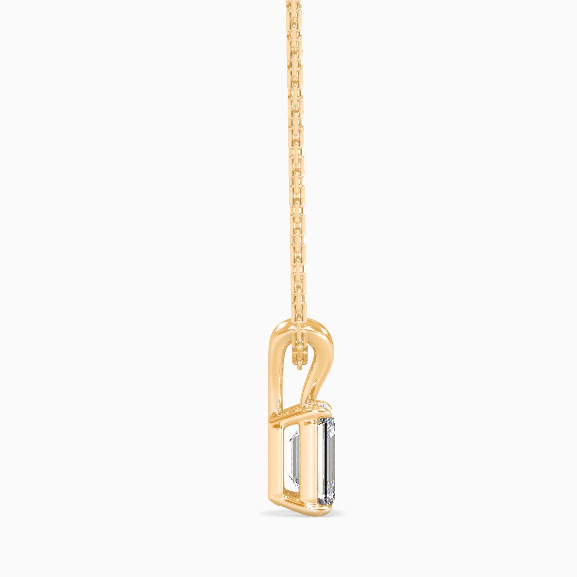 Emerald Cut Lab-Grown Diamond Solitaire Pendant in Yellow Gold