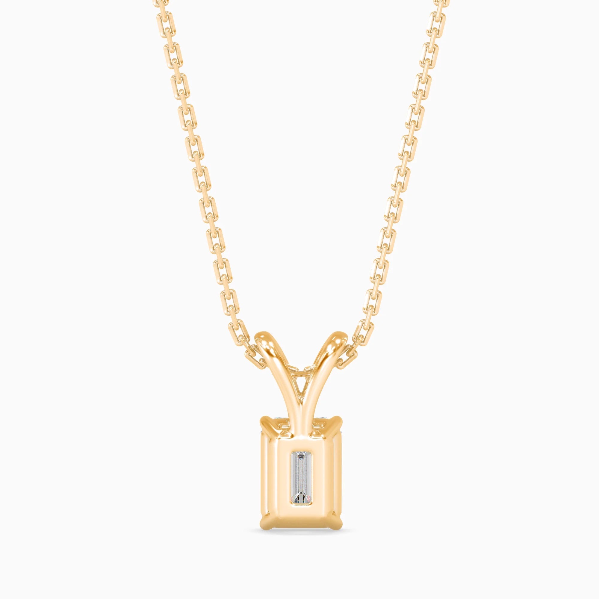 Emerald Cut Lab-Grown Diamond Solitaire Pendant in Yellow Gold
