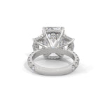 Emerald and Cadillac Cut Lab-Grown Diamond Three-Stone Pavé Engagement Ring in White Gold