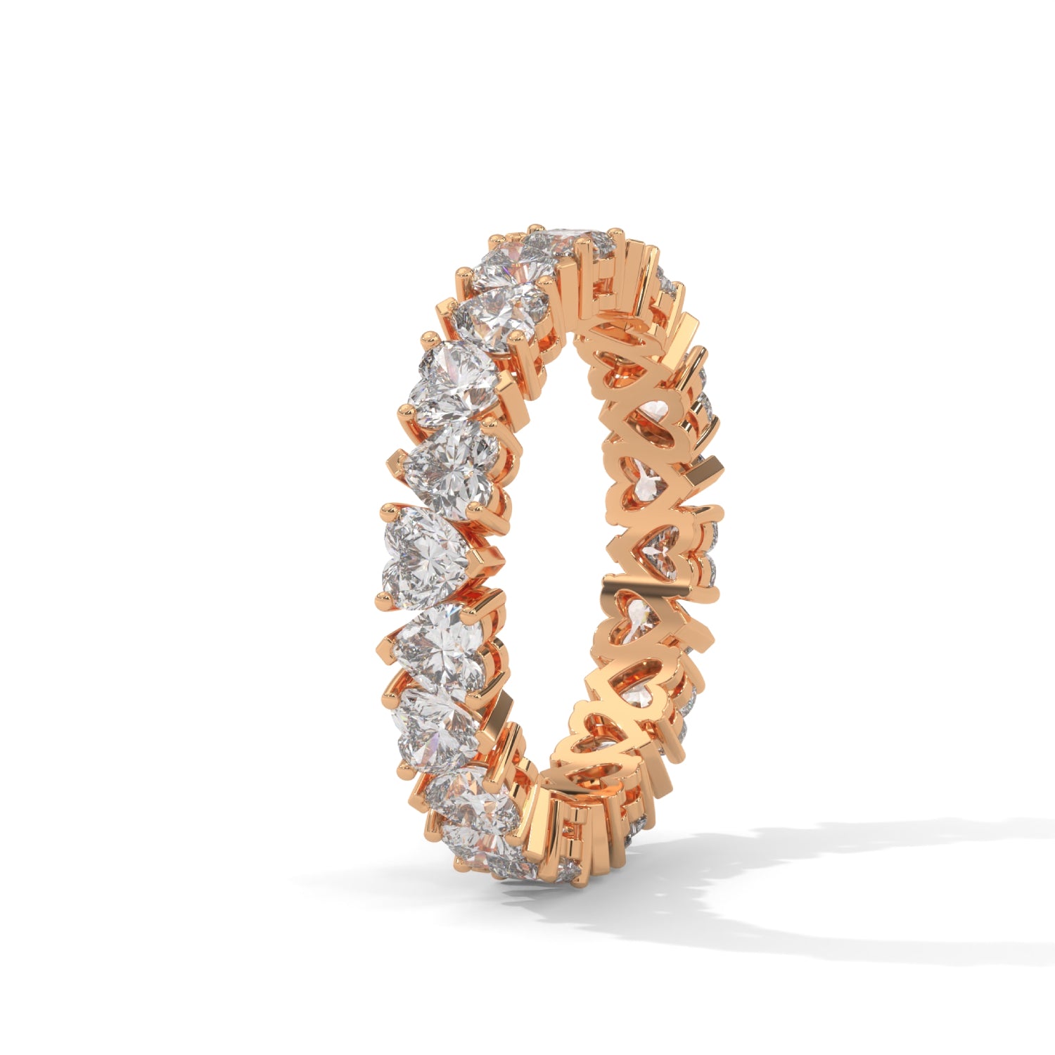 Heart-Shaped Lab-Grown Diamond Alternating Eternity Ring in Rose Gold