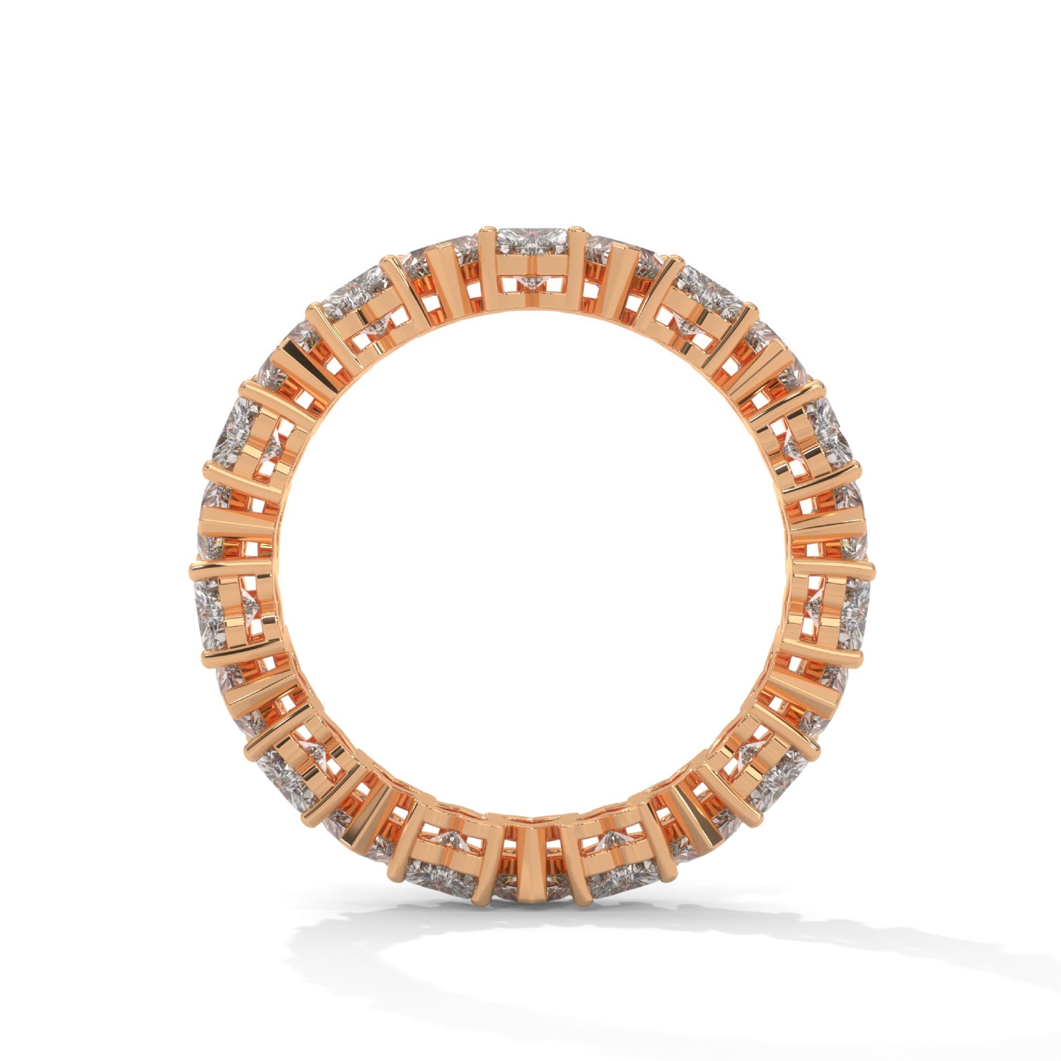 Heart-Shaped Lab-Grown Diamond Alternating Eternity Ring in Rose Gold