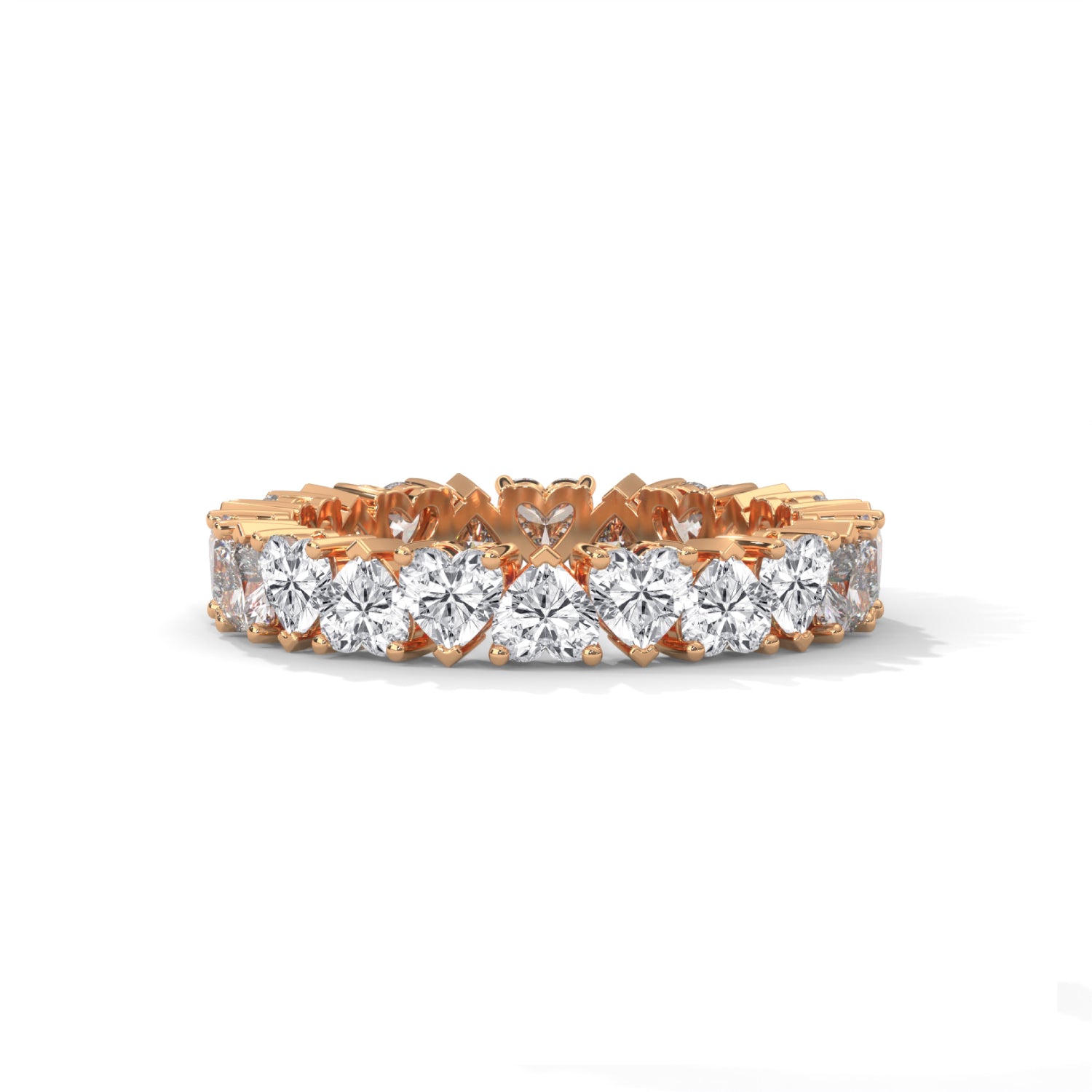 Heart-Shaped Lab-Grown Diamond Alternating Eternity Ring in Rose Gold