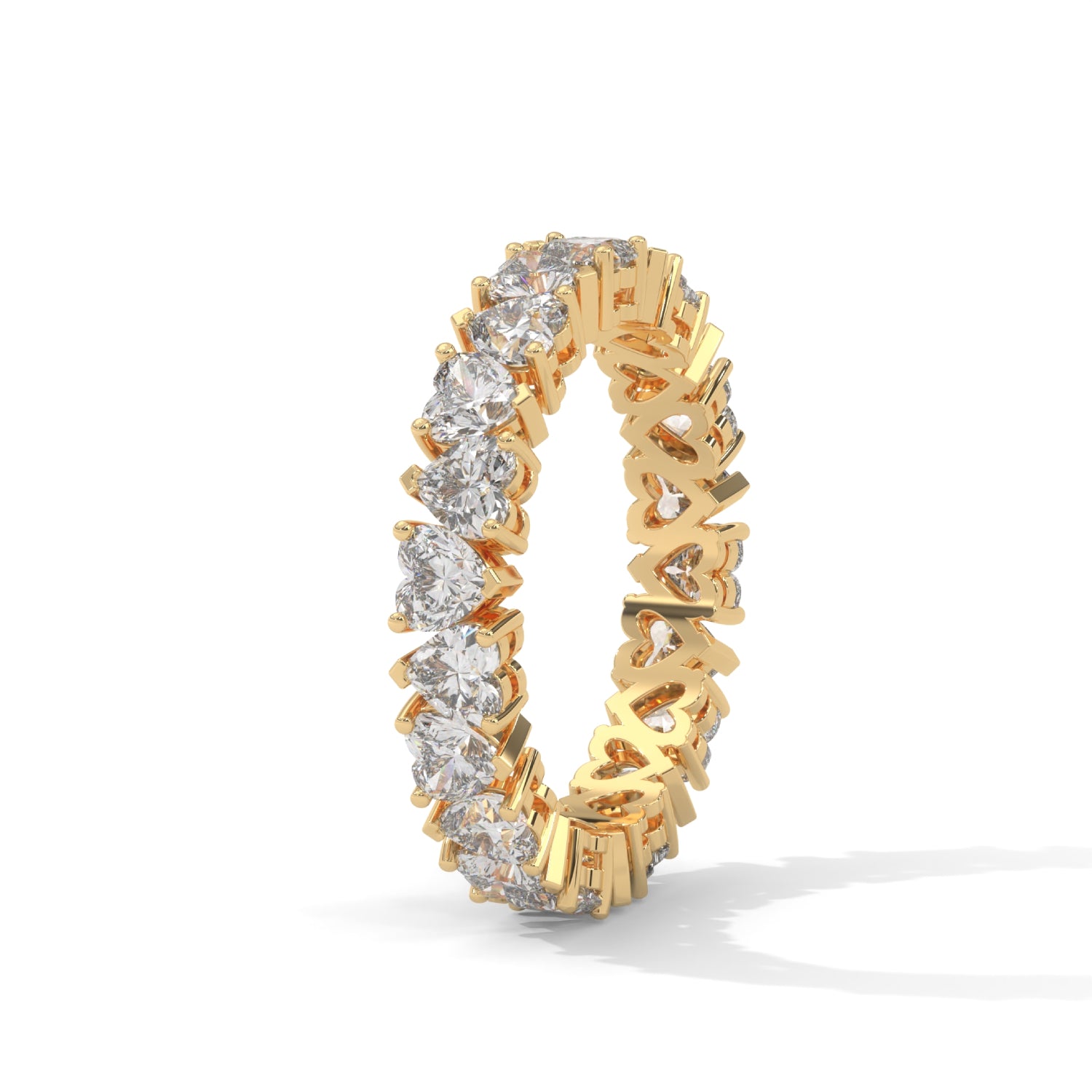 Heart-Shaped Lab-Grown Diamond Alternating Eternity Ring in Yellow Gold