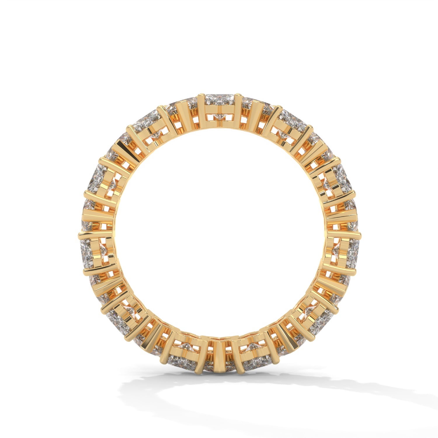 Heart-Shaped Lab-Grown Diamond Alternating Eternity Ring in Yellow Gold