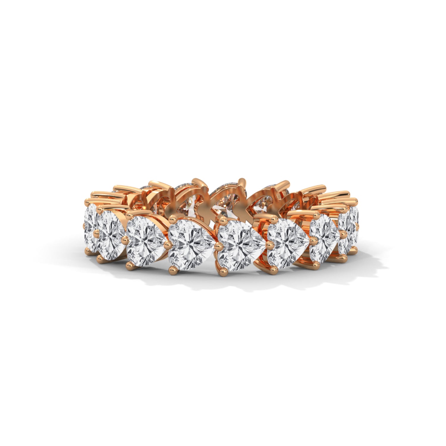 Heart-Shaped Lab-Grown Diamond Eternity Ring in Rose Gold