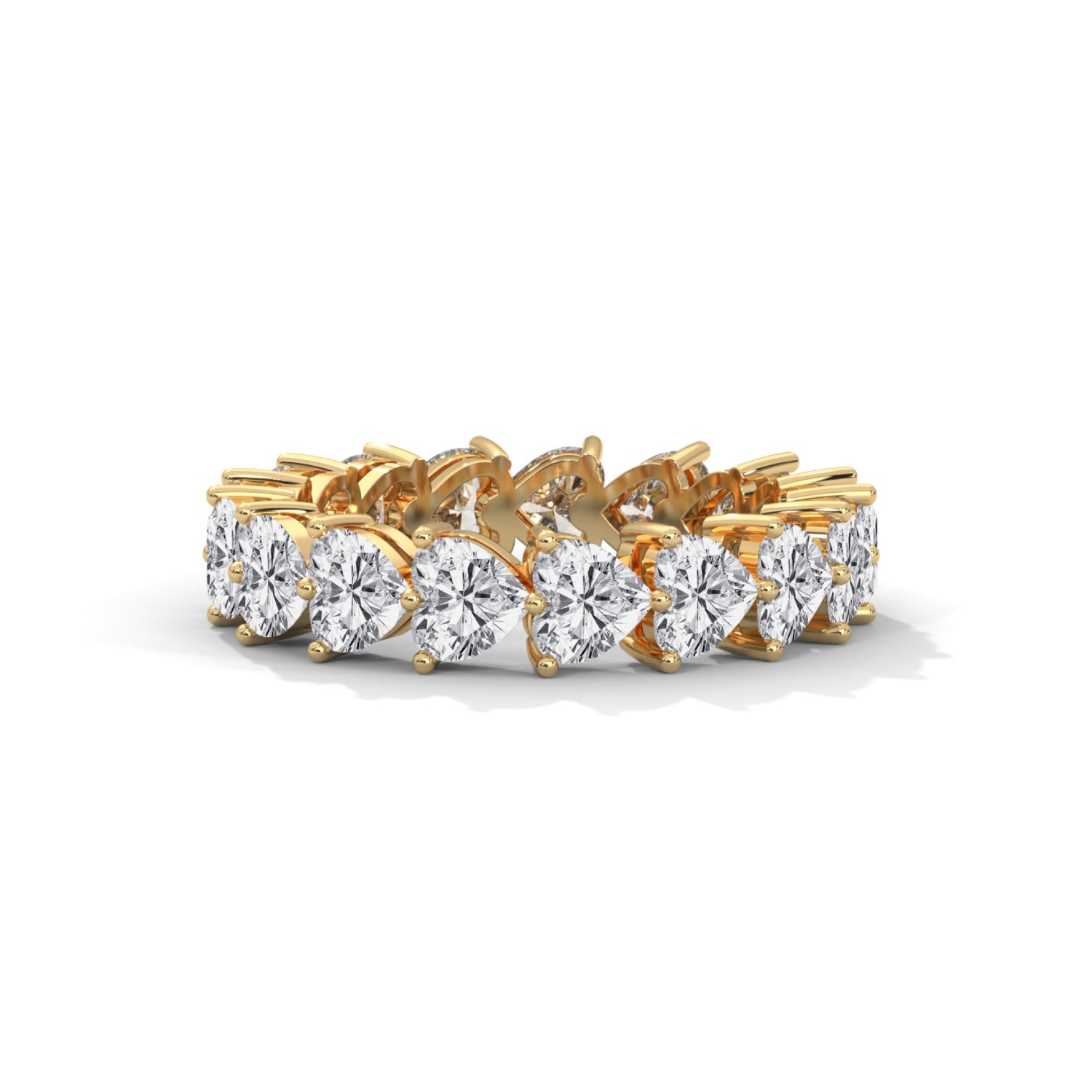 Heart-Shaped Lab-Grown Diamond Eternity Ring in Yellow Gold