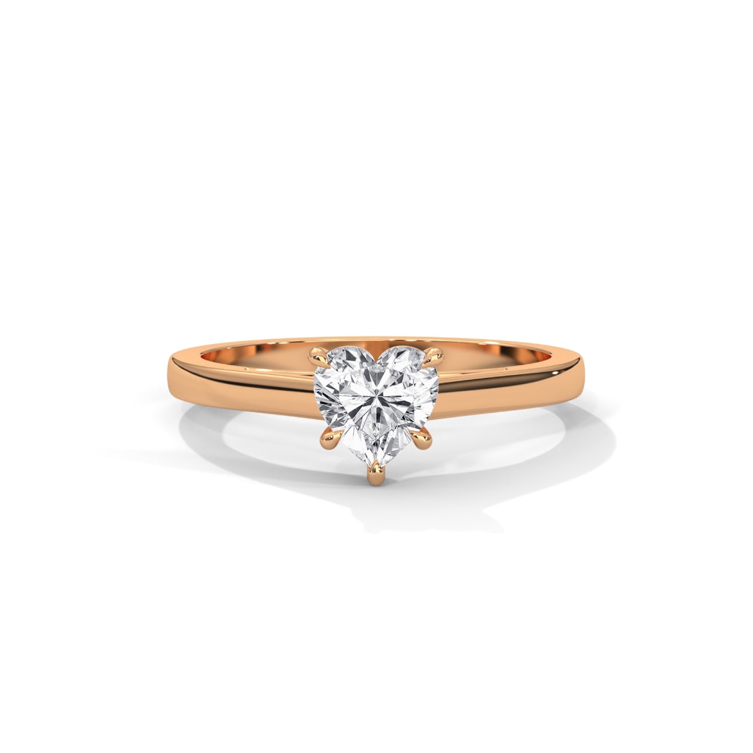 Heart-Shaped Lab-Grown Diamond Solitaire Engagement Ring in Rose Gold