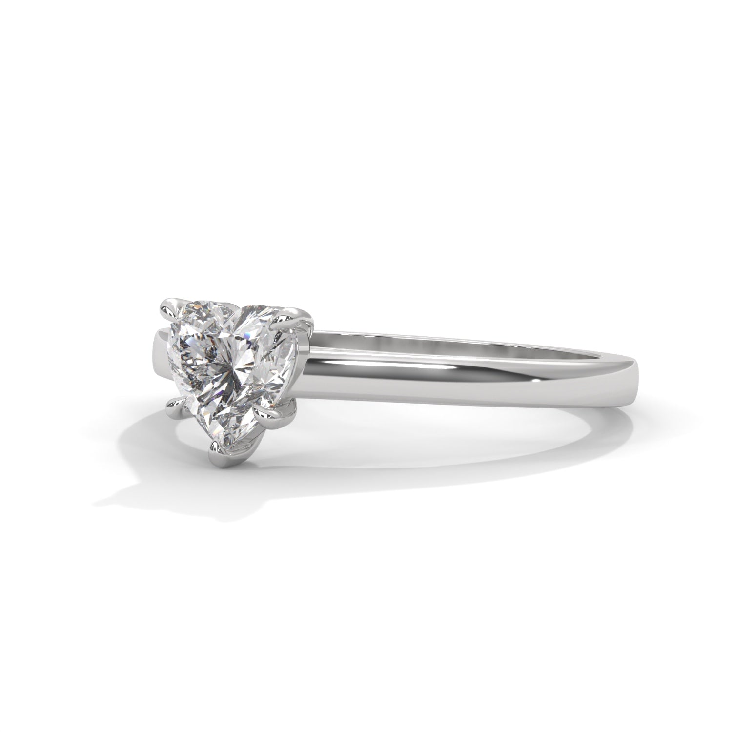 Heart-Shaped Lab-Grown Diamond Solitaire Engagement Ring in White Gold