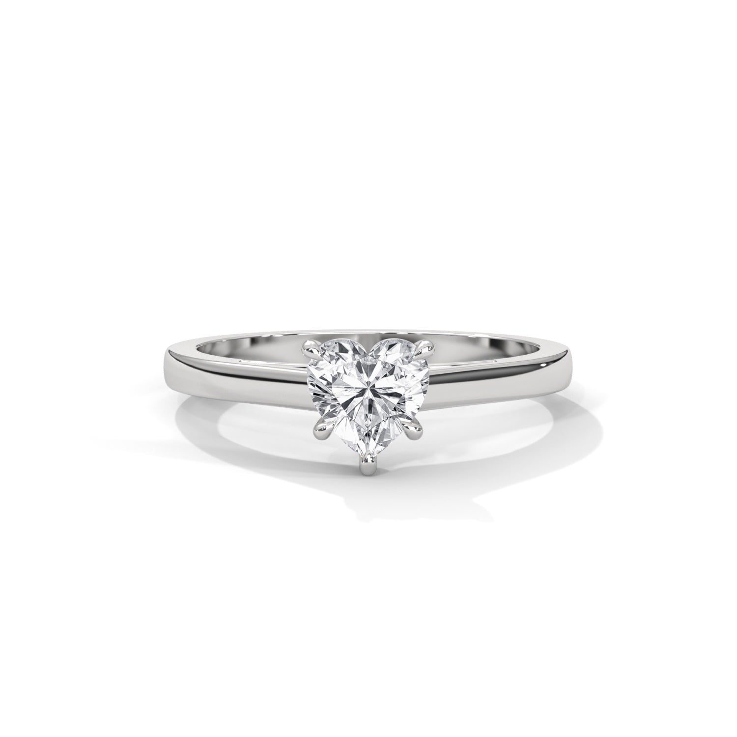 Heart-Shaped Lab-Grown Diamond Solitaire Engagement Ring in White Gold