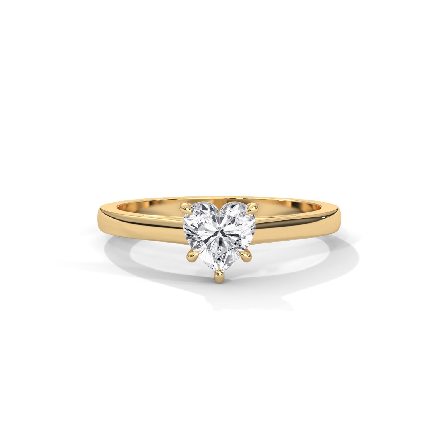 Heart-Shaped Lab-Grown Diamond Solitaire Engagement Ring in Yellow Gold