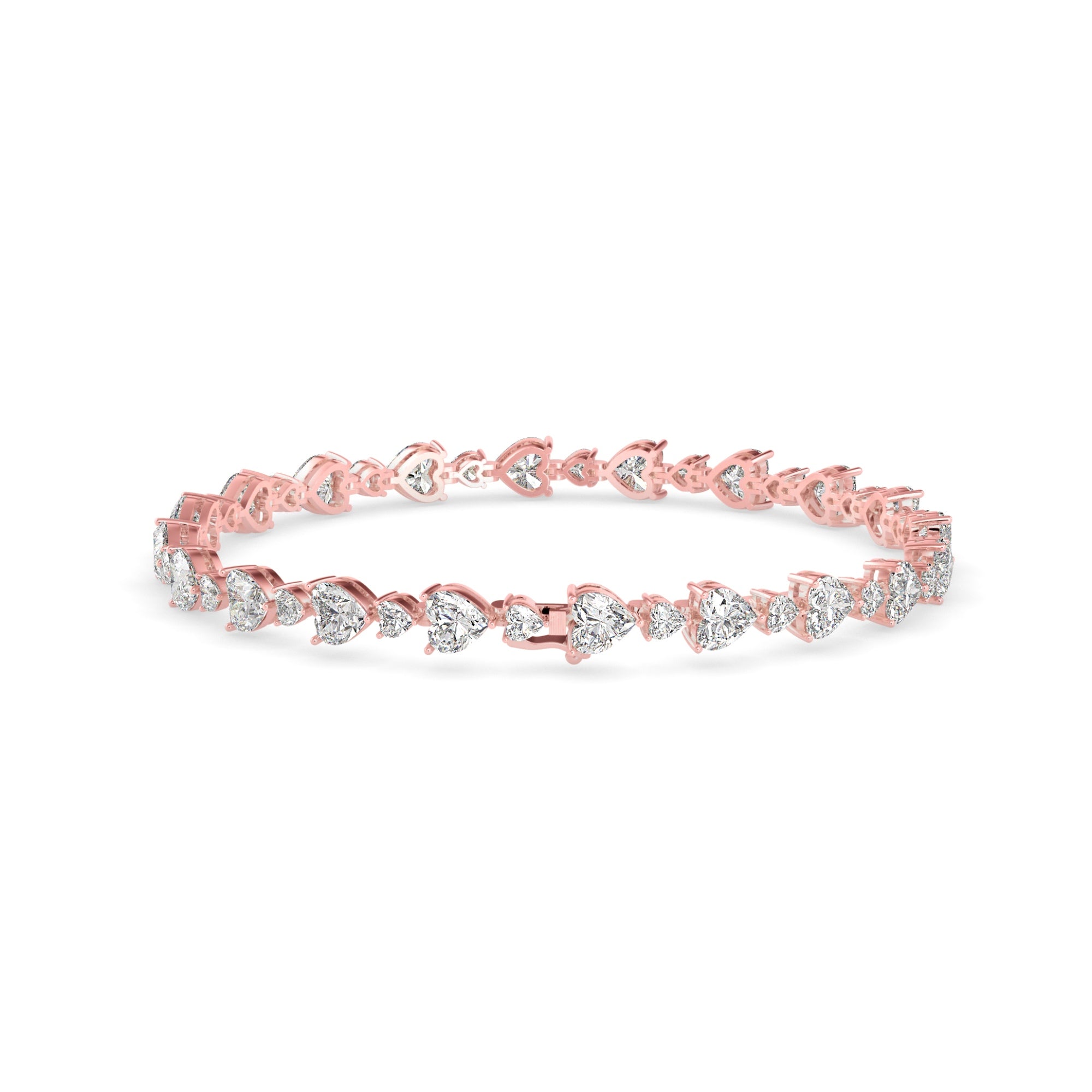 Heart-Shaped Lab-Grown Diamond Tennis Bracelet in Rose Gold