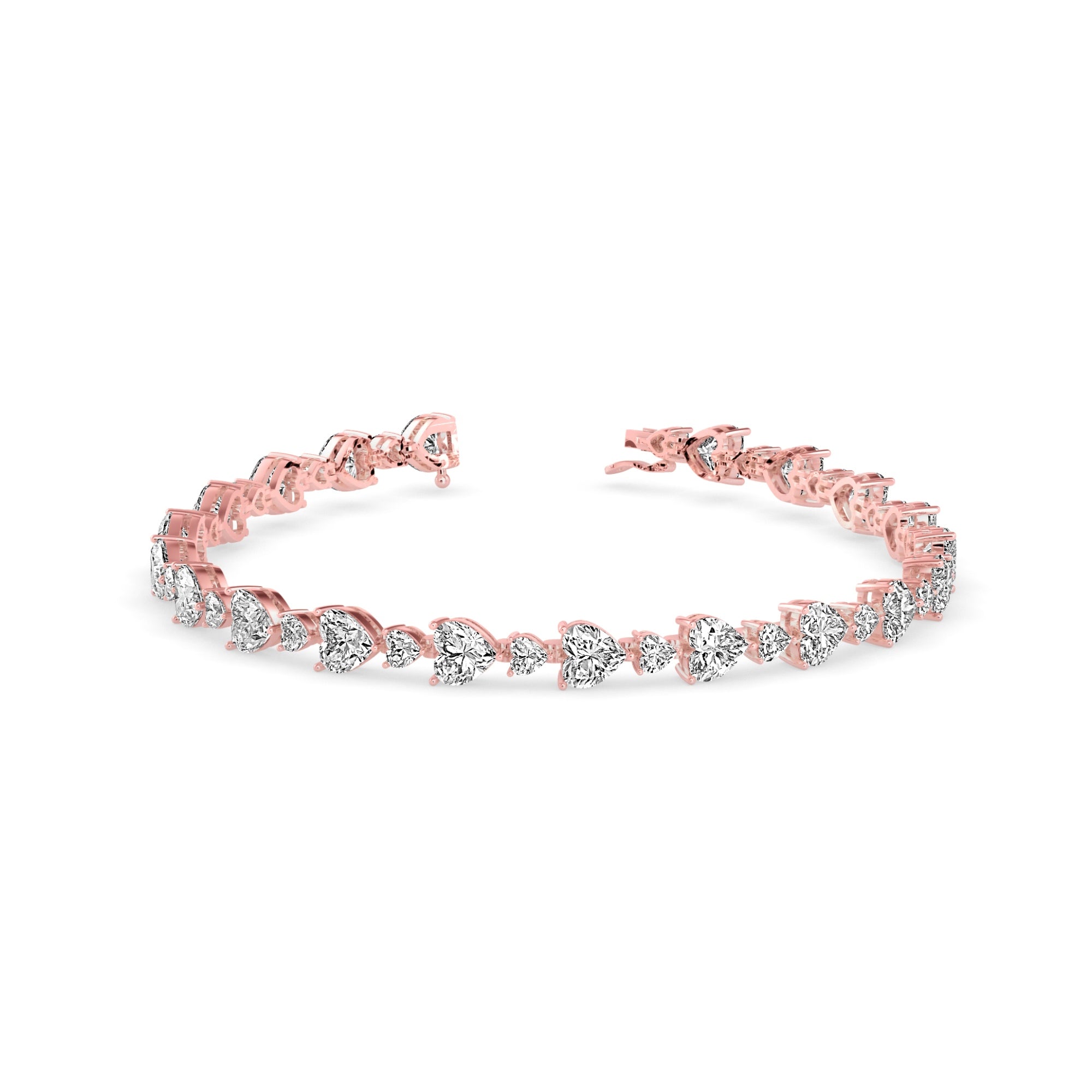 Heart-Shaped Lab-Grown Diamond Tennis Bracelet in Rose Gold