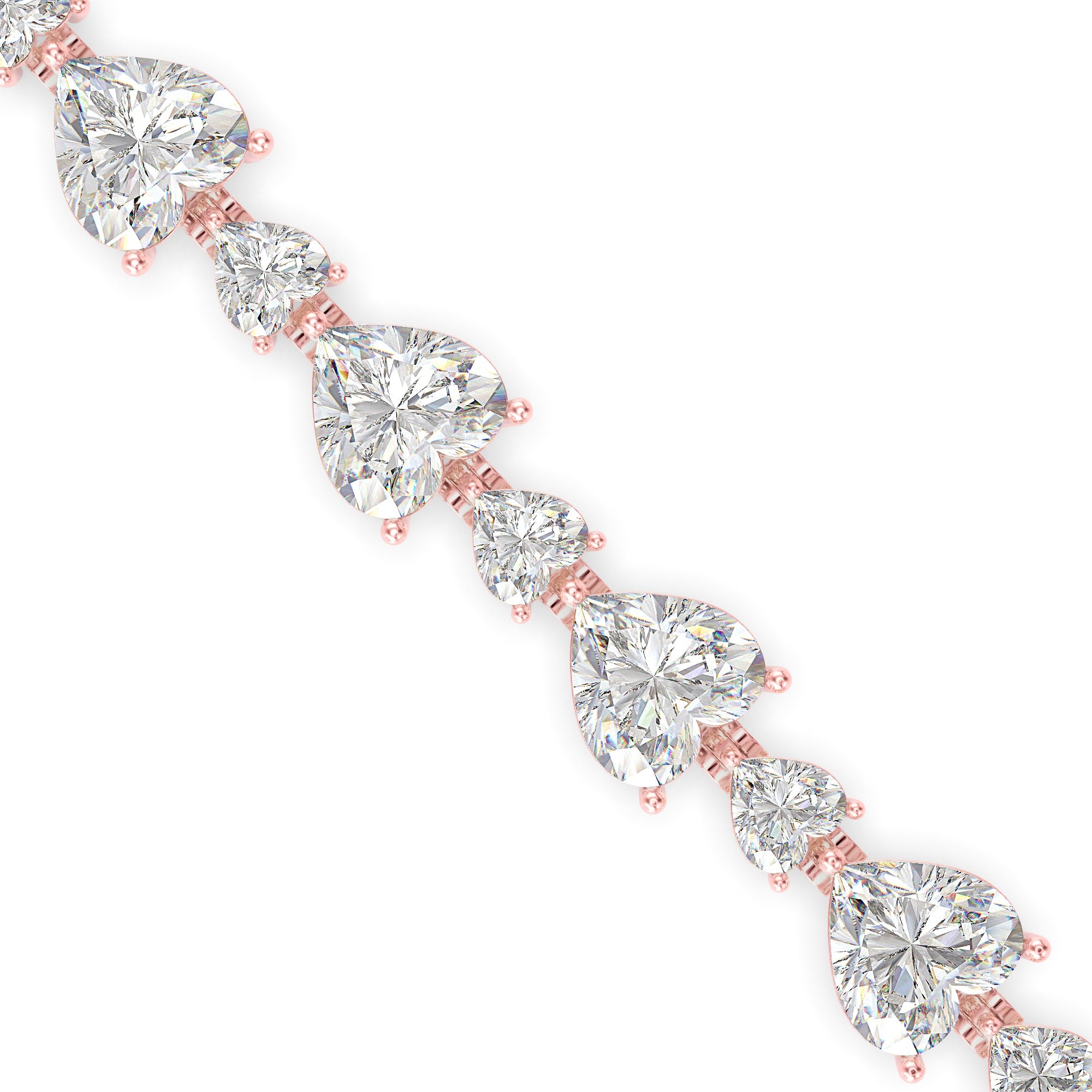 Heart-Shaped Lab-Grown Diamond Tennis Bracelet in Rose Gold