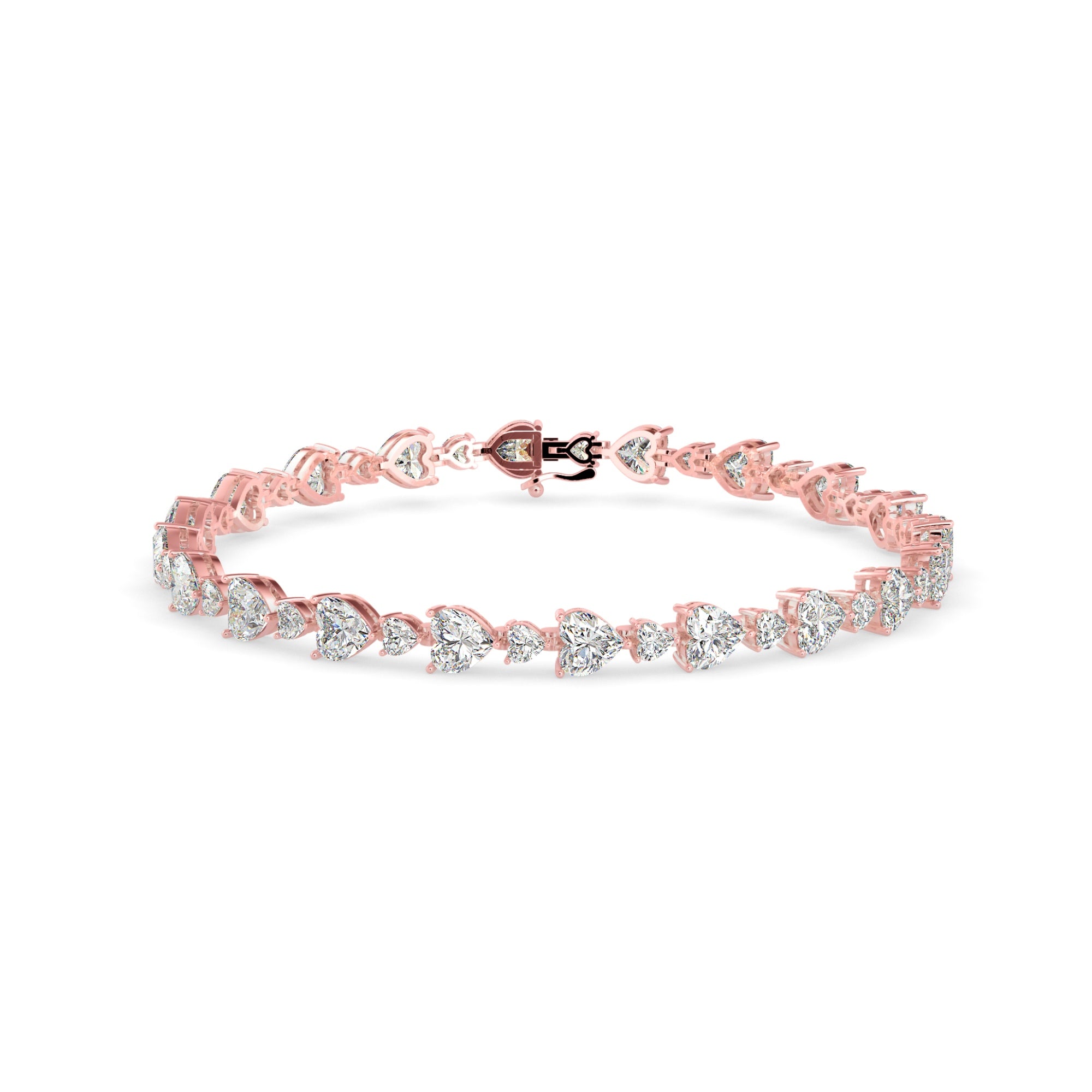 Heart-Shaped Lab-Grown Diamond Tennis Bracelet in Rose Gold