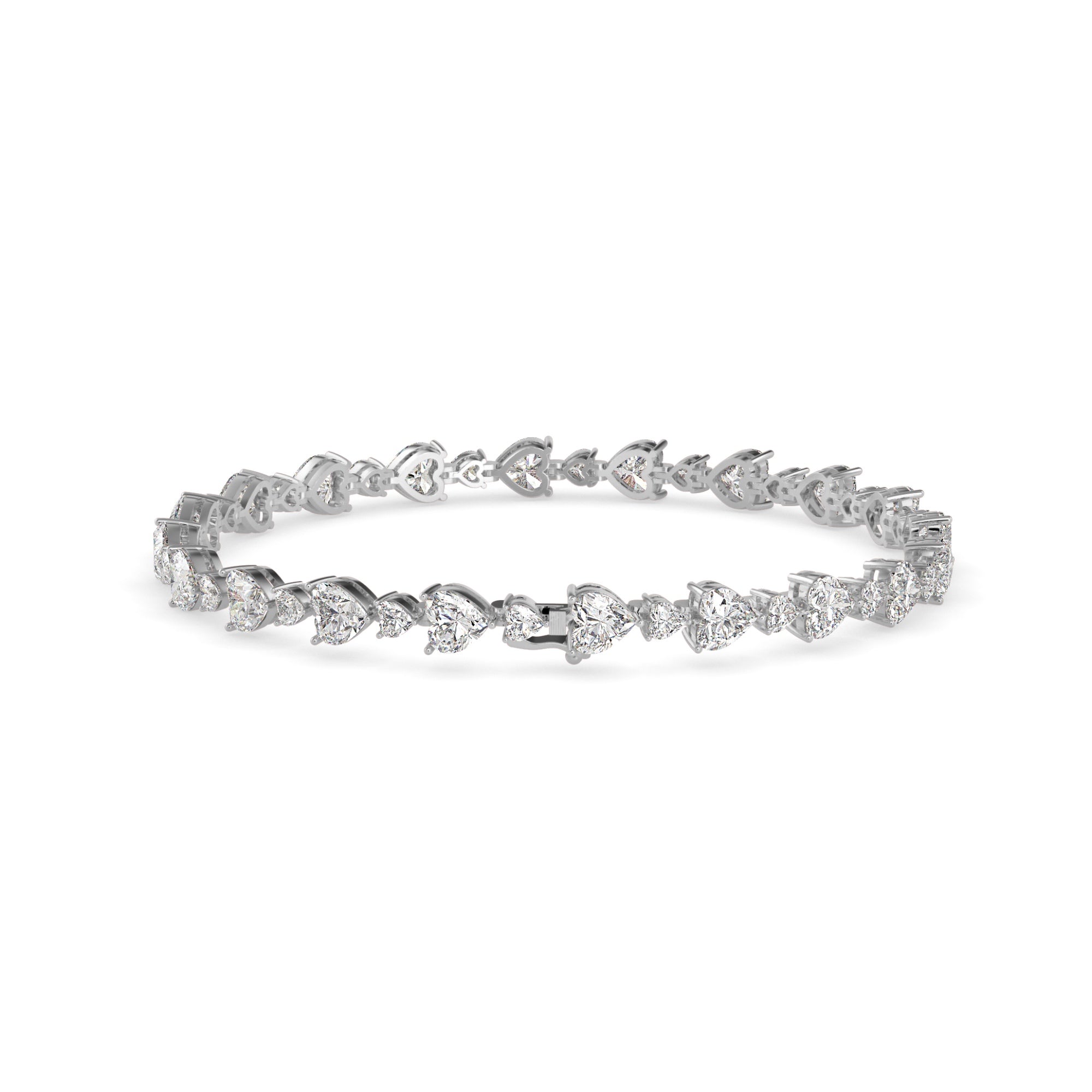 Heart-Shaped Lab-Grown Diamond Tennis Bracelet in White Gold