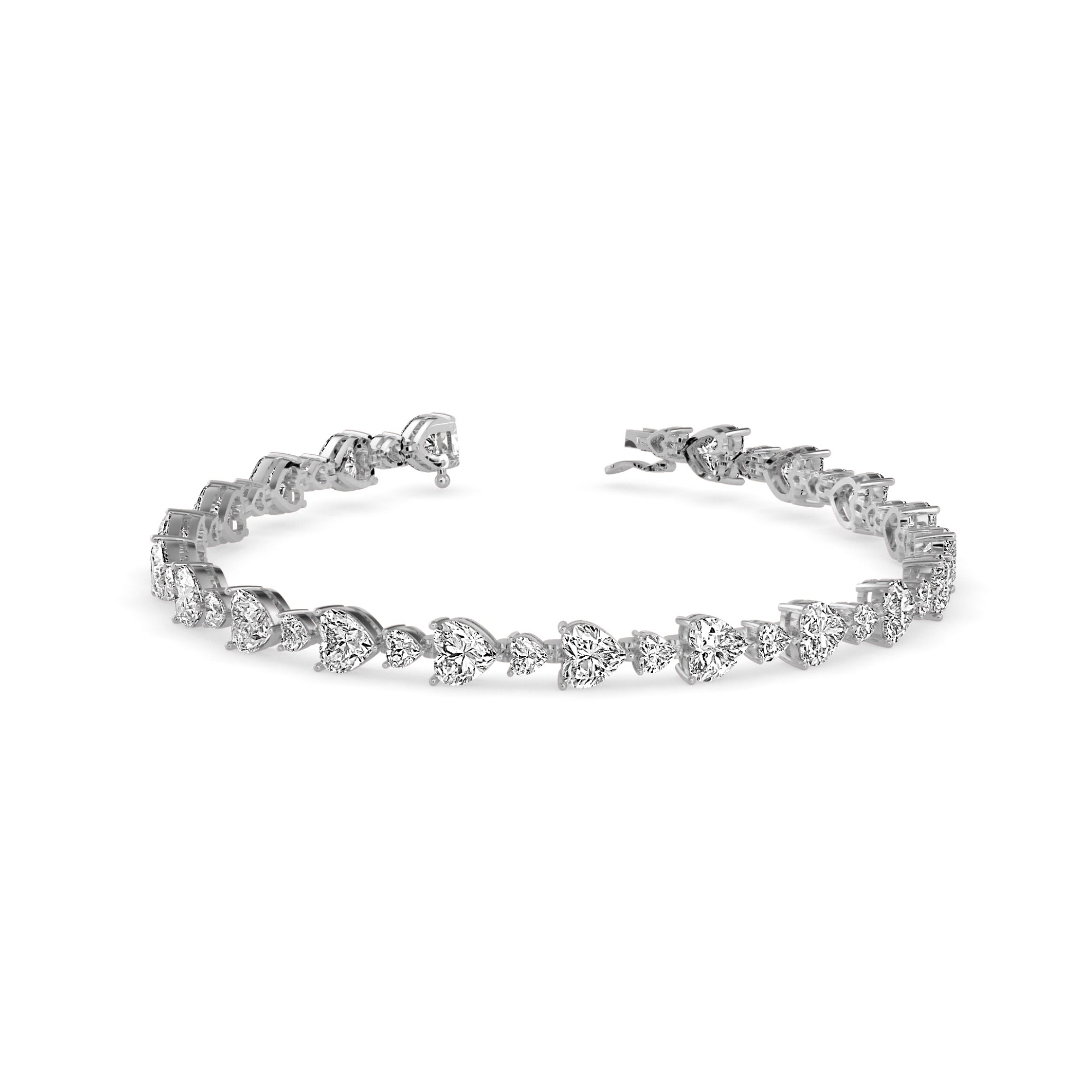 Heart-Shaped Lab-Grown Diamond Tennis Bracelet in White Gold