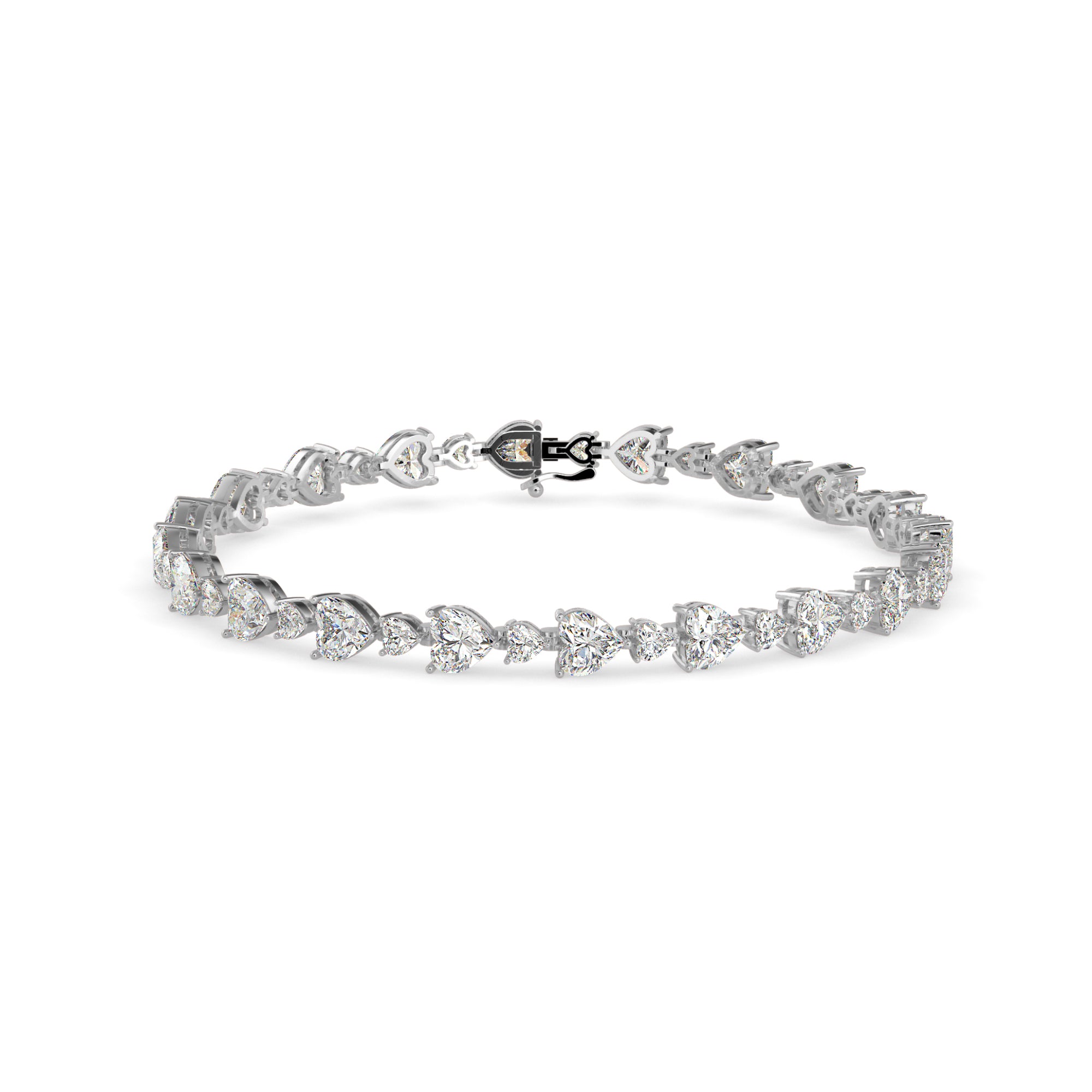 Heart-Shaped Lab-Grown Diamond Tennis Bracelet in White Gold