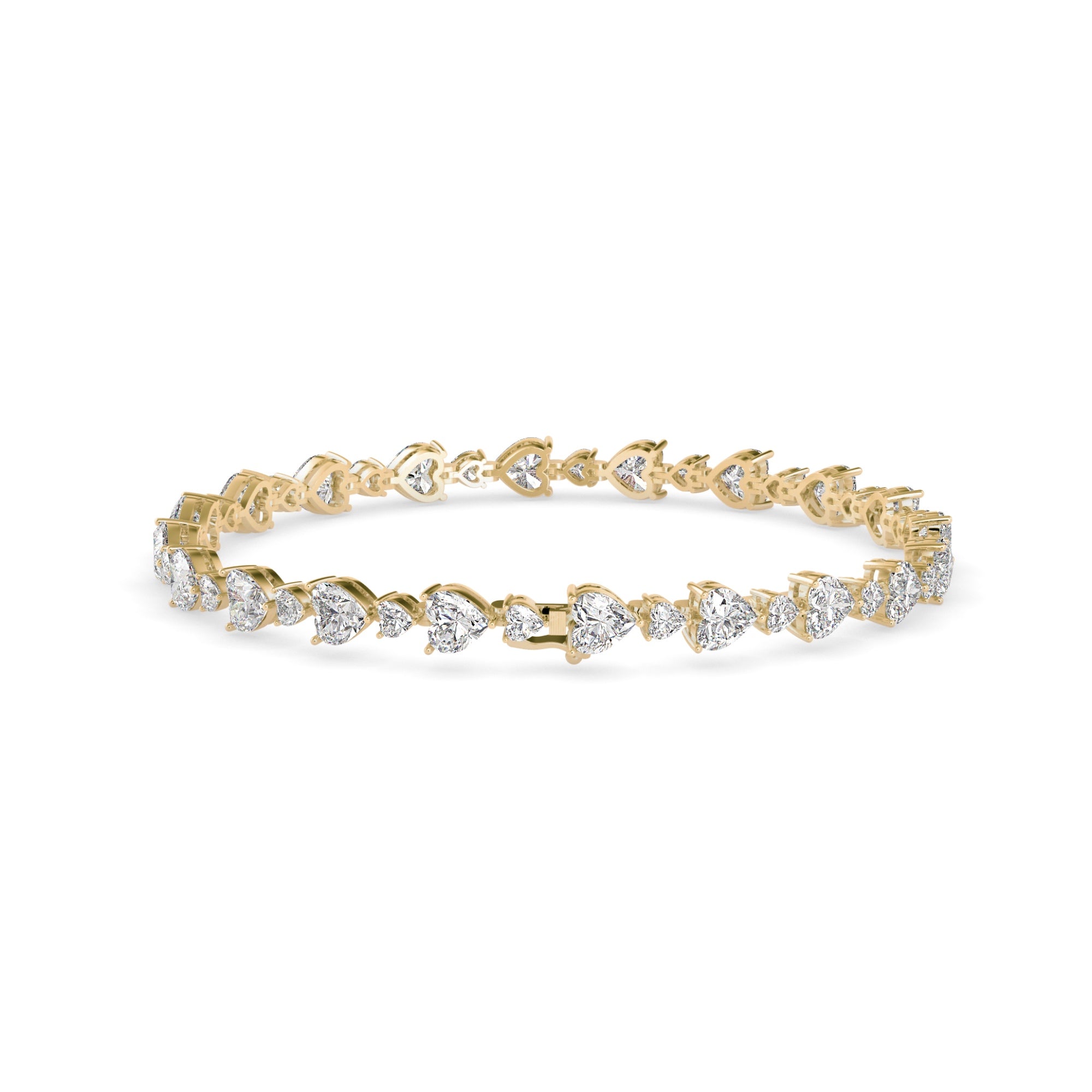 Heart-Shaped Lab-Grown Diamond Tennis Bracelet in Yellow Gold