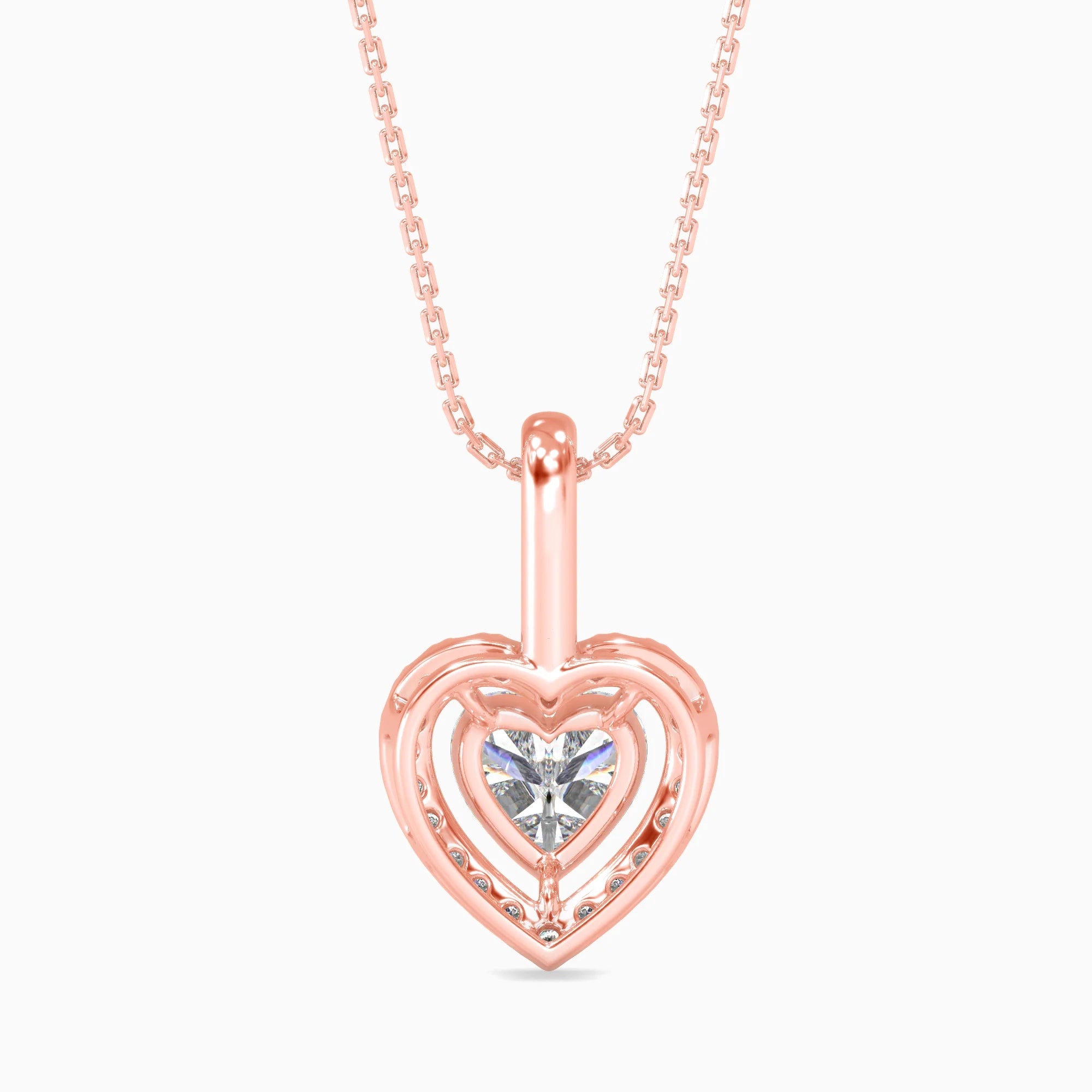 Heart-Shaped Lab-Grown Diamond Halo Pendant in Rose Gold