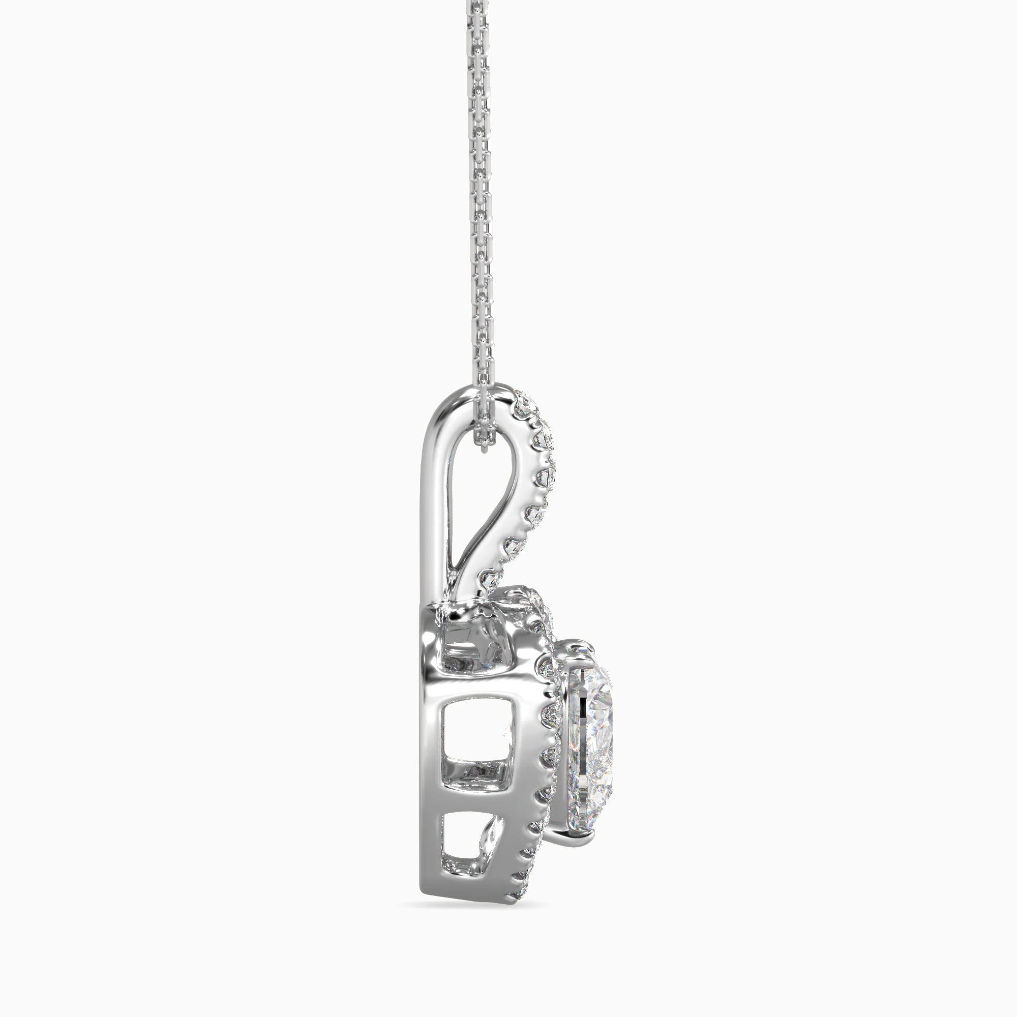 Heart-Shaped Lab-Grown Diamond Halo Pendant in White Gold