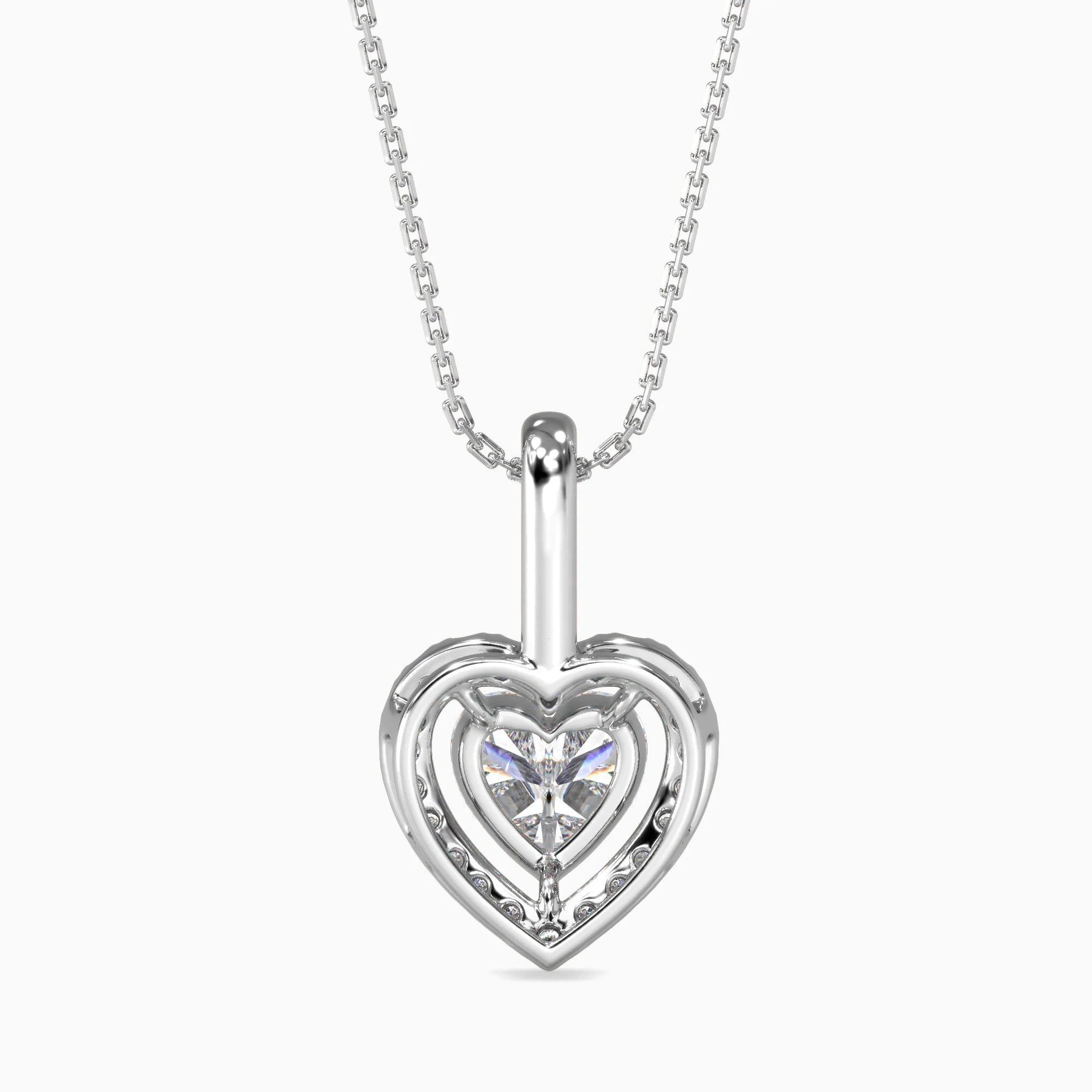 Heart-Shaped Lab-Grown Diamond Halo Pendant in White Gold