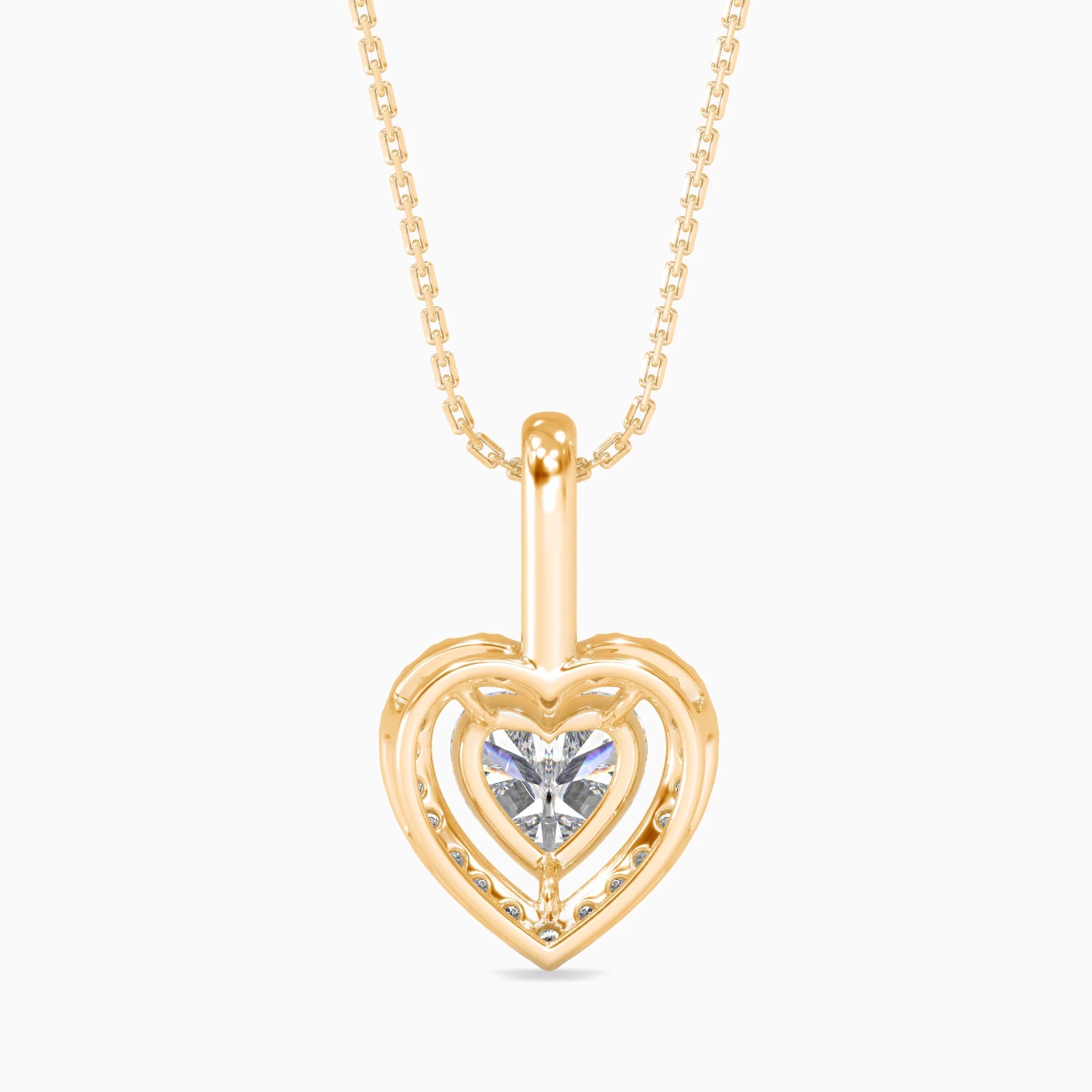 Heart-Shaped Lab-Grown Diamond Halo Pendant in Yellow Gold