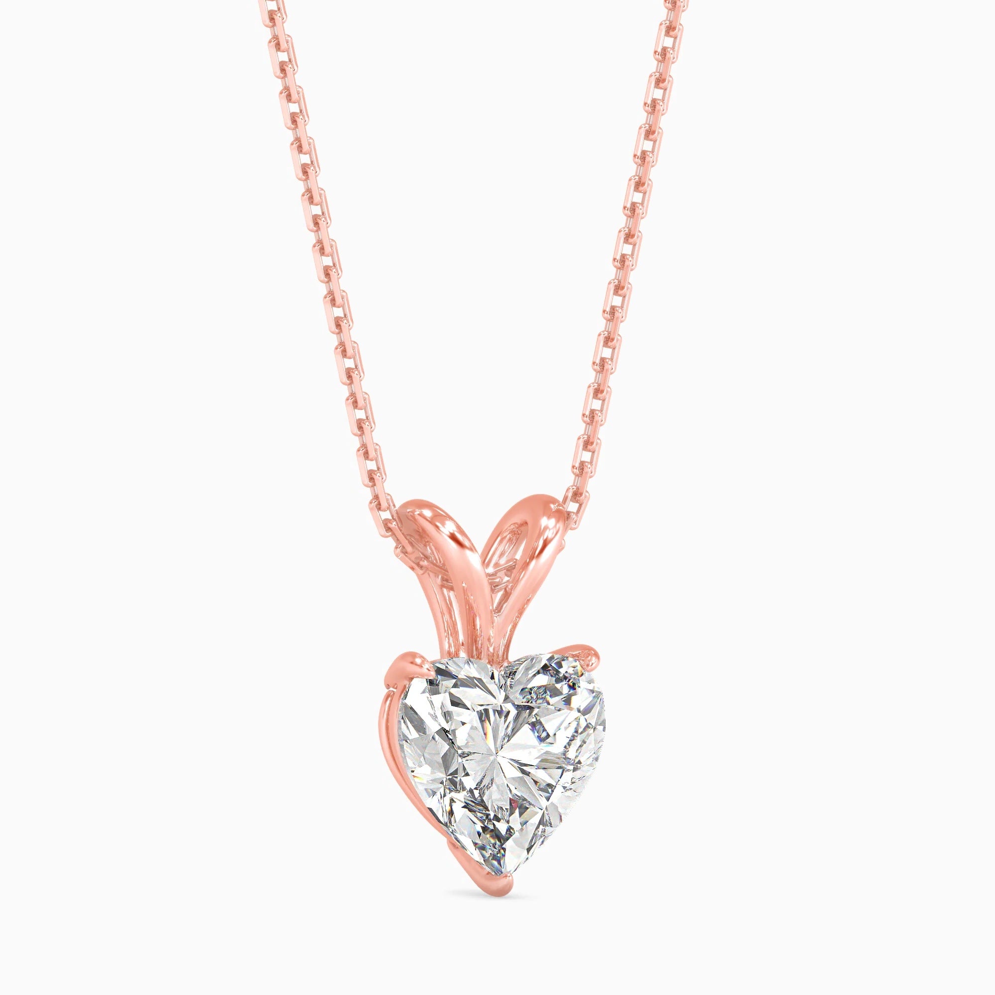 Heart-Shaped Lab-Grown Diamond Solitaire Pendant in Rose Gold