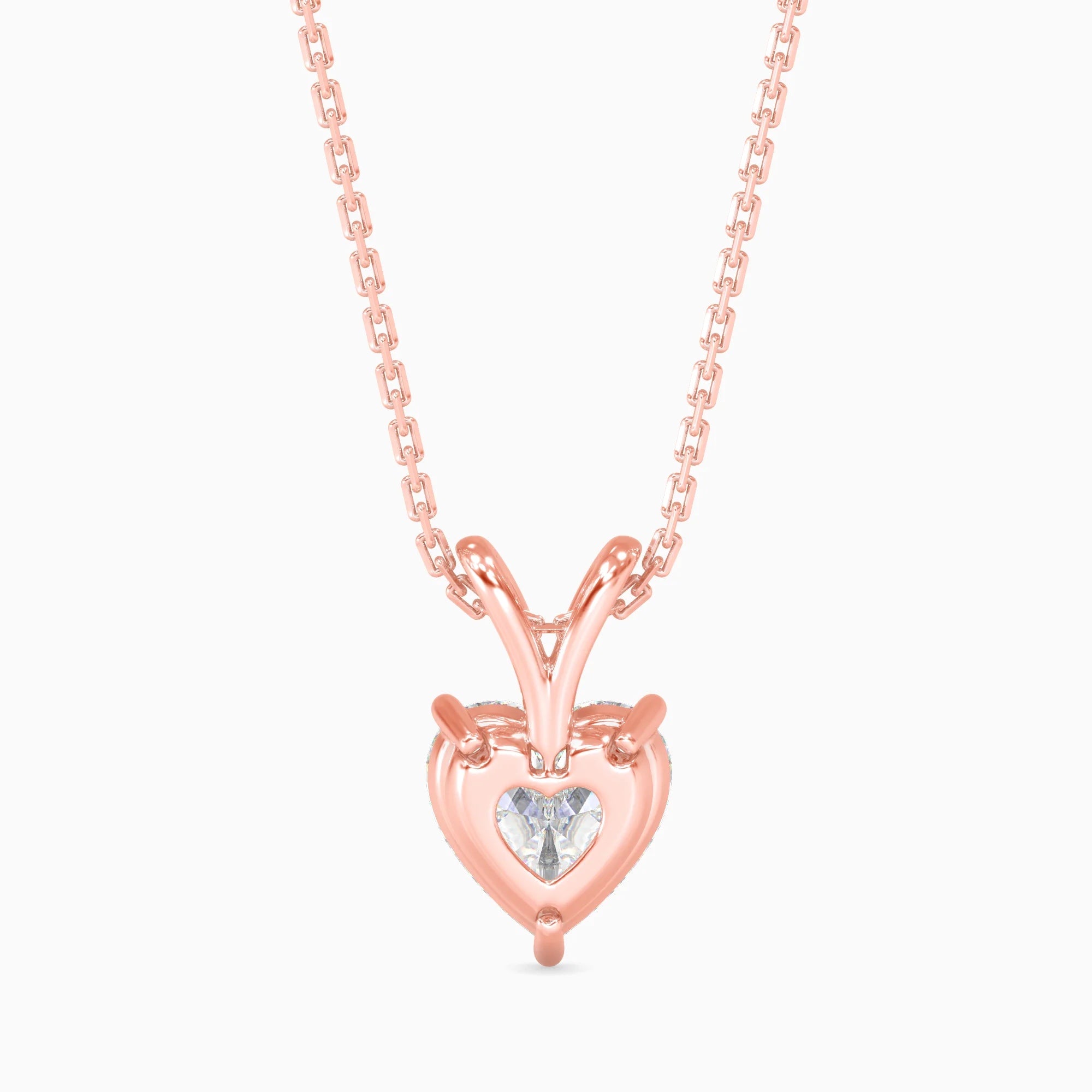 Heart-Shaped Lab-Grown Diamond Solitaire Pendant in Rose Gold