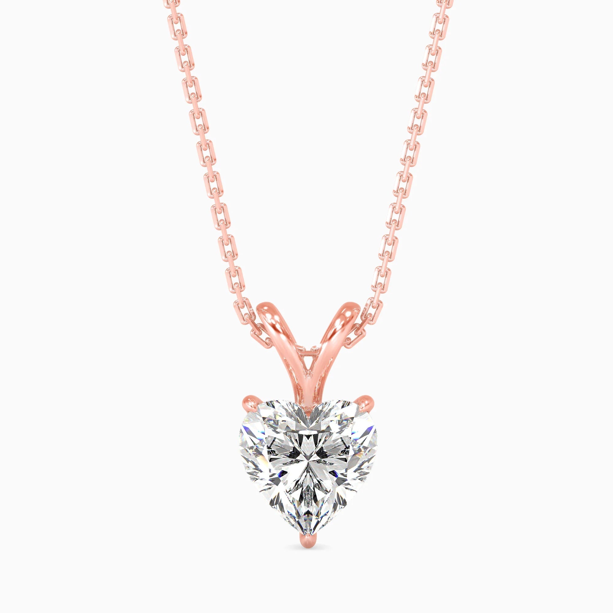 Heart-Shaped Lab-Grown Diamond Solitaire Pendant in Rose Gold