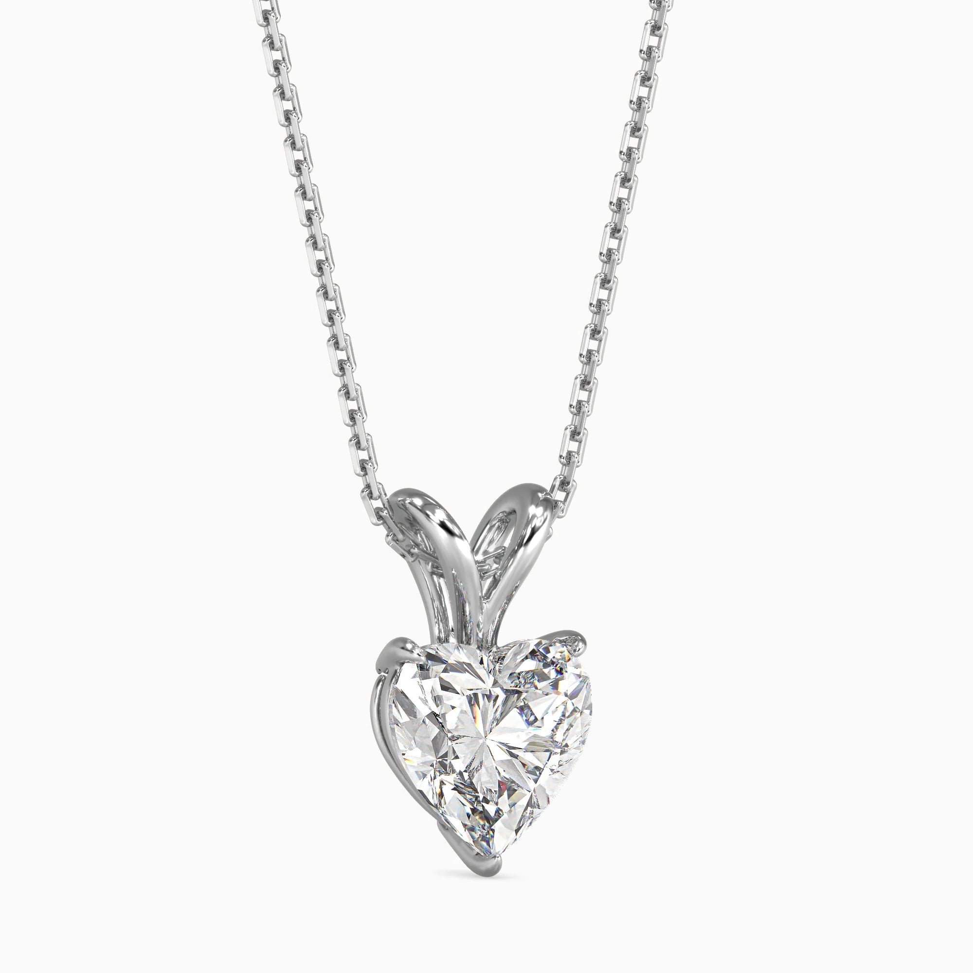 Heart-Shaped Lab-Grown Diamond Solitaire Pendant in White Gold