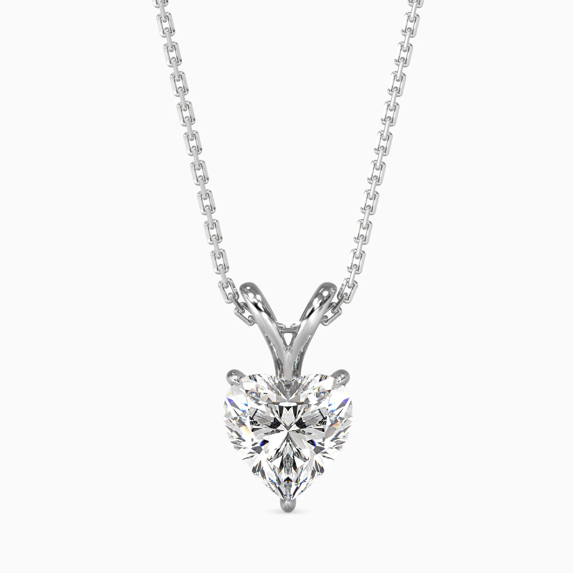 Heart-Shaped Lab-Grown Diamond Solitaire Pendant in White Gold