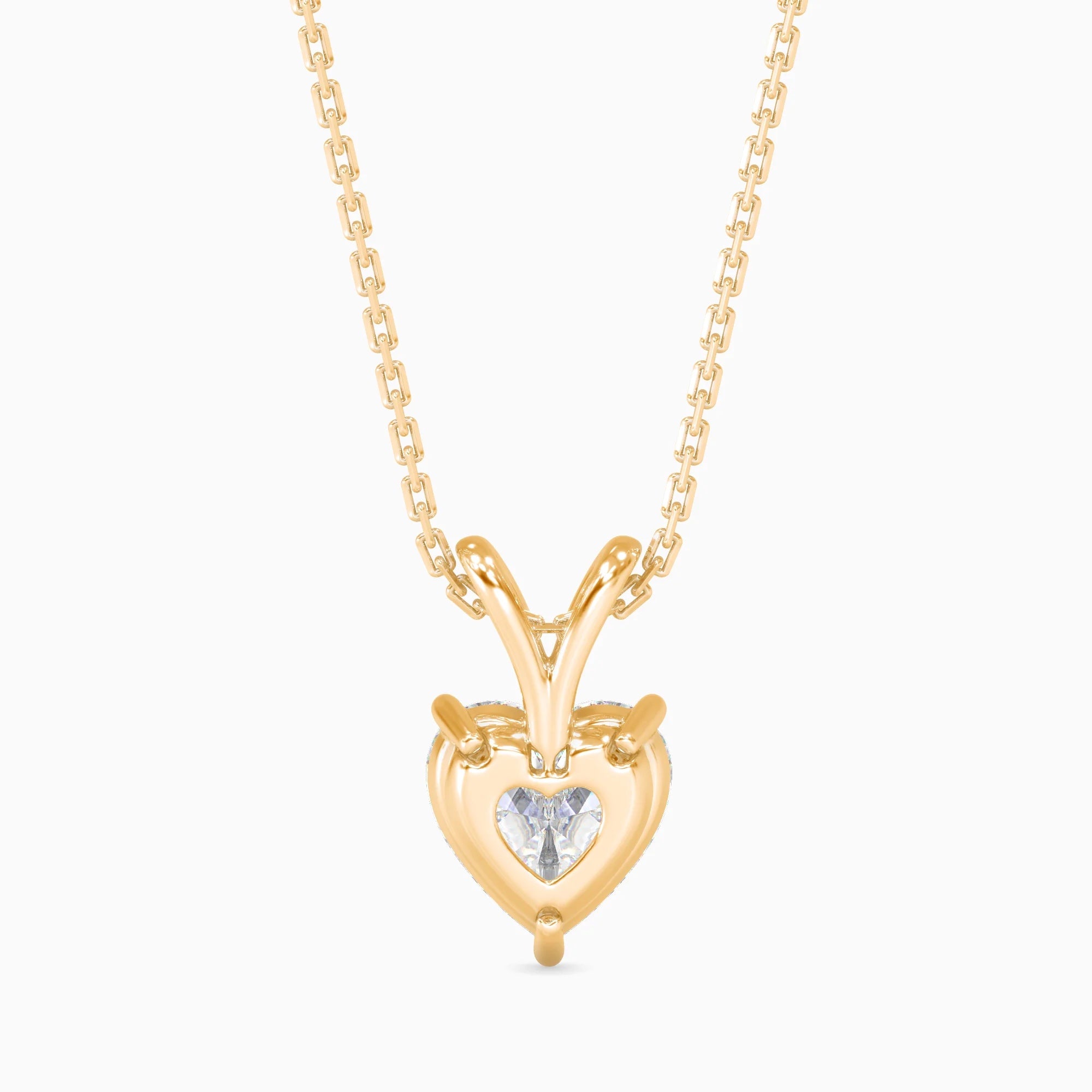 Heart-Shaped Lab-Grown Diamond Solitaire Pendant in Yellow Gold