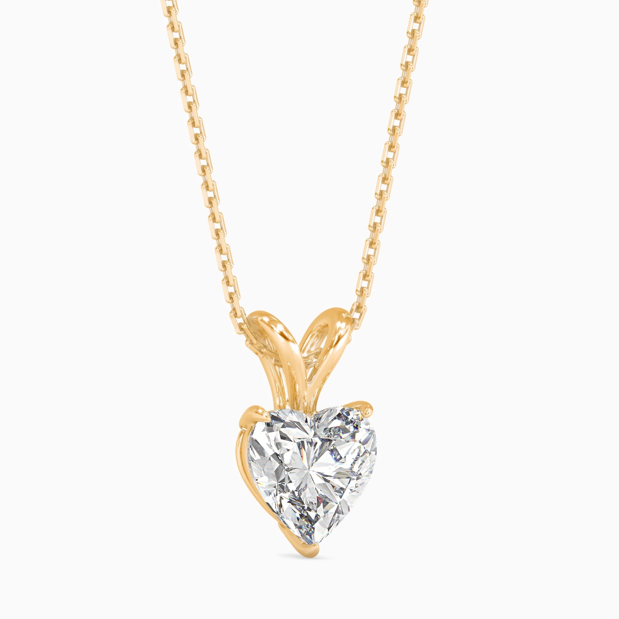 Heart-Shaped Lab-Grown Diamond Solitaire Pendant in Yellow Gold