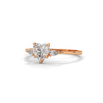 Heart and Pear-Shaped Lab-Grown Diamond Three-Stone Engagement Ring in Rose Gold